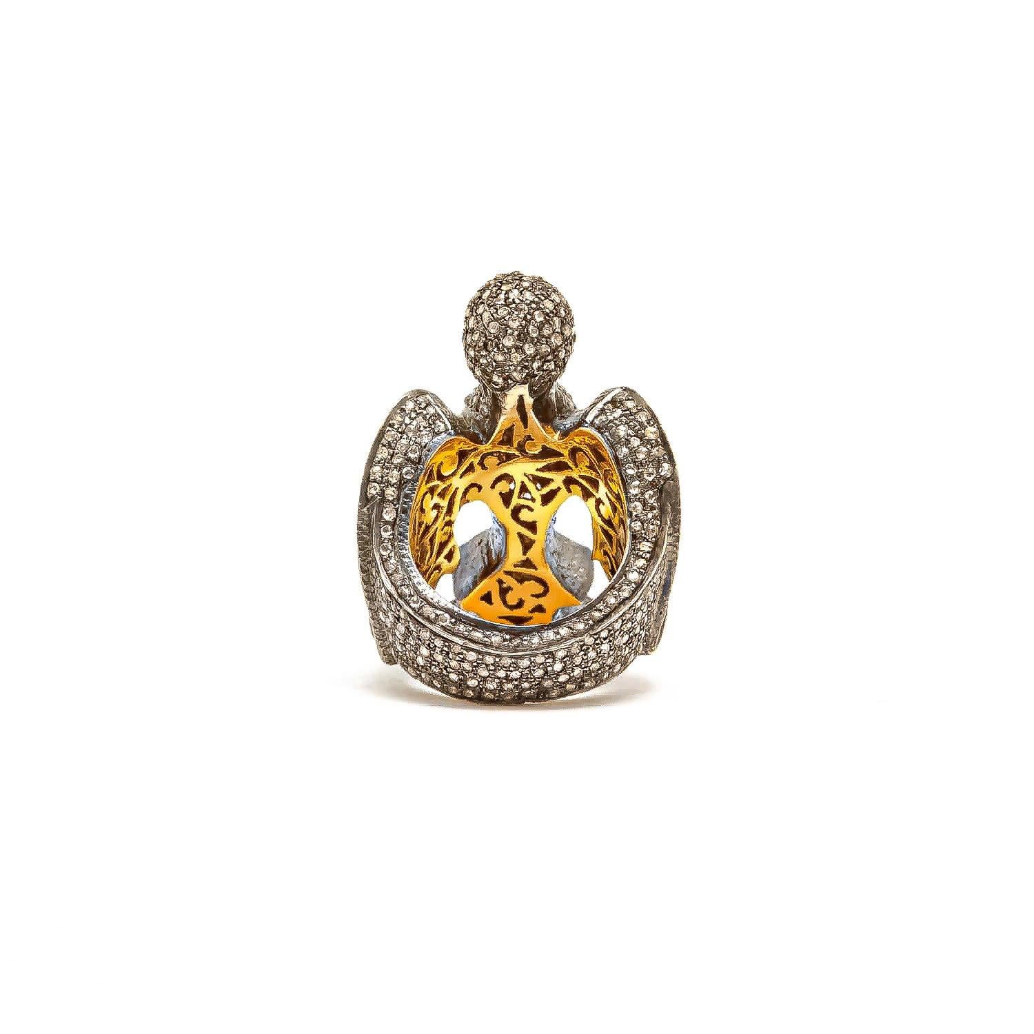 Mixed Cut Goddess Laxmi Statement Ring For Sale