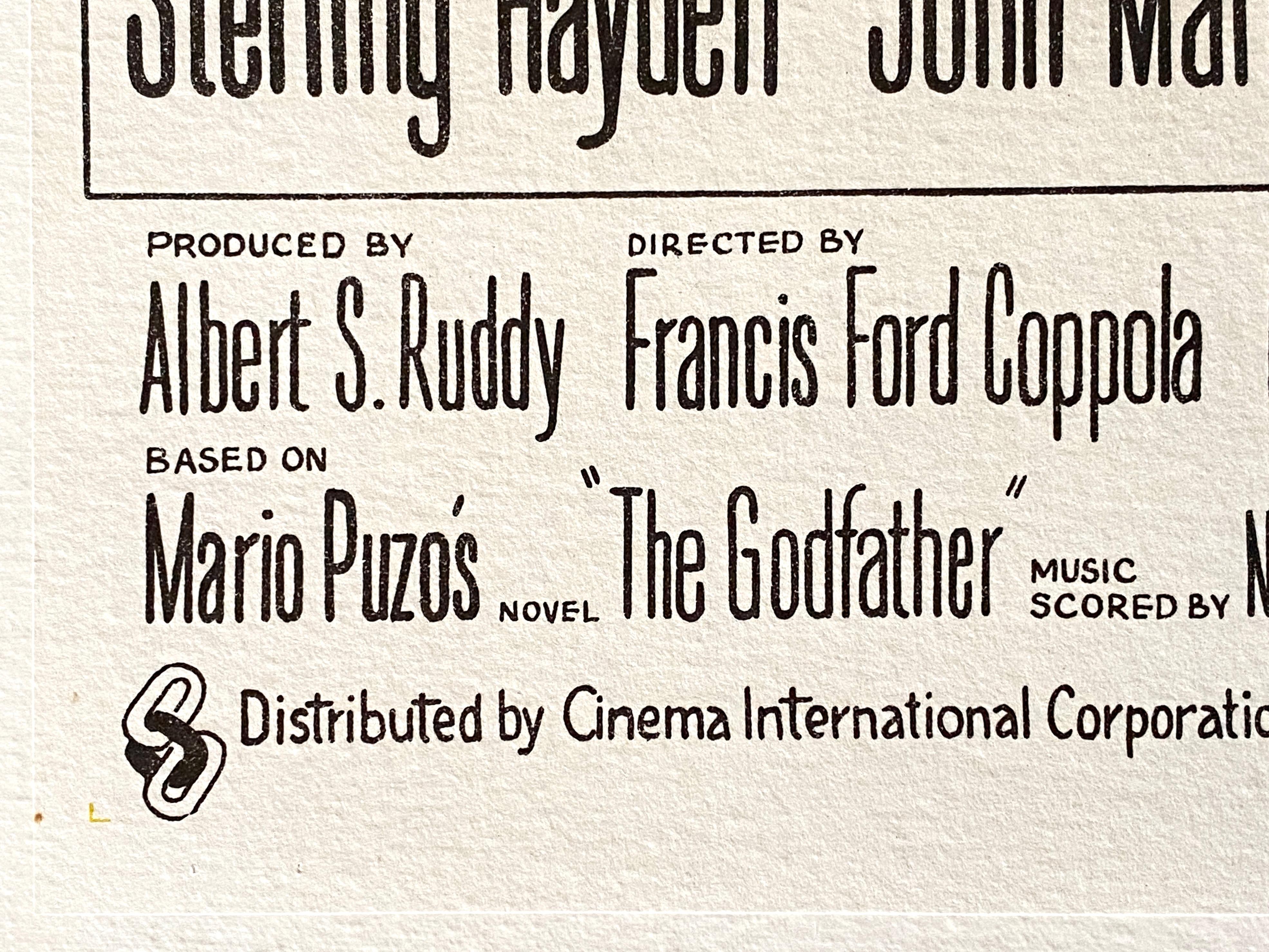 Paper 'The Godfather' Original Vintage Movie Poster, Australian, 1972