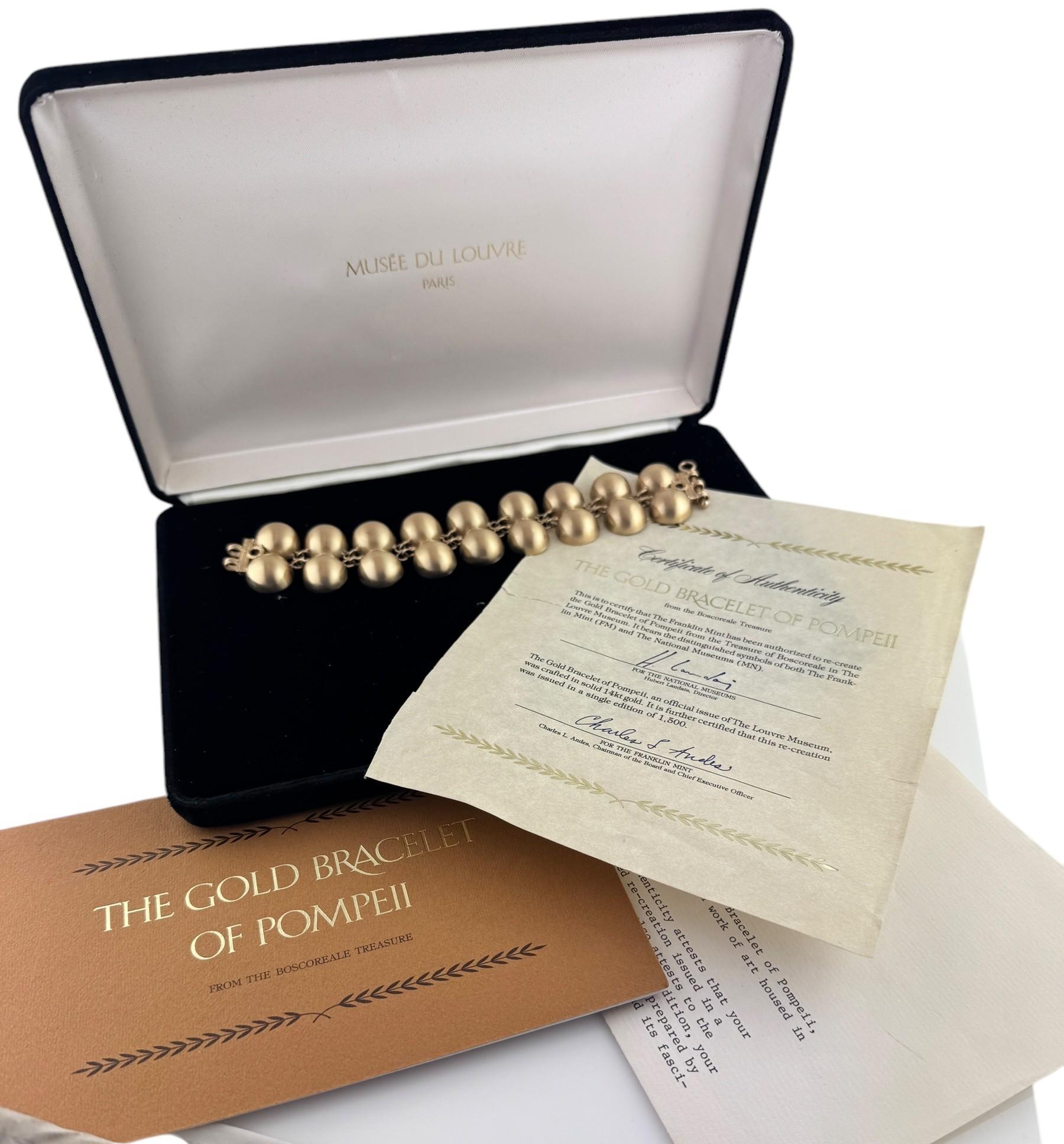 The Gold Bracelet of Pompeii Recreation 14K Yellow Gold The Franklin Mint #19909 8