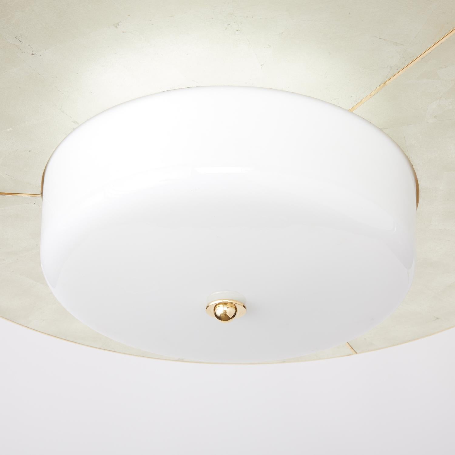 The White Gold Leaf Deco Flush Mount by David Duncan:: New:: with Gold Leaf Frame (en anglais) Neuf - En vente à New York, NY