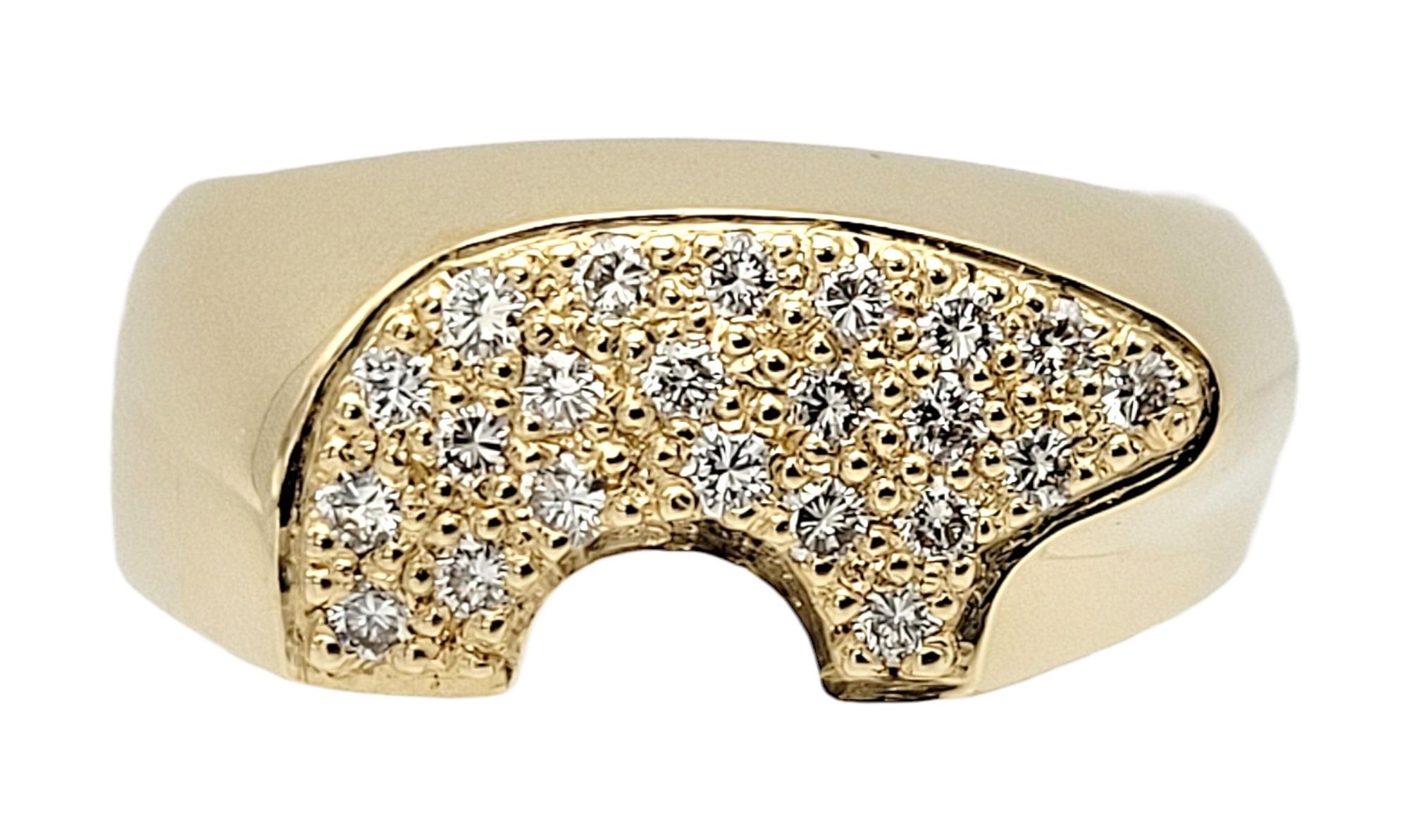 Ring size: 7.5

Recognizable signet style band ring designed by The Golden Bear.  Founded in Vail, Colorado in 1975, the Golden Bear store's distinctive little bruin would become recognized as 