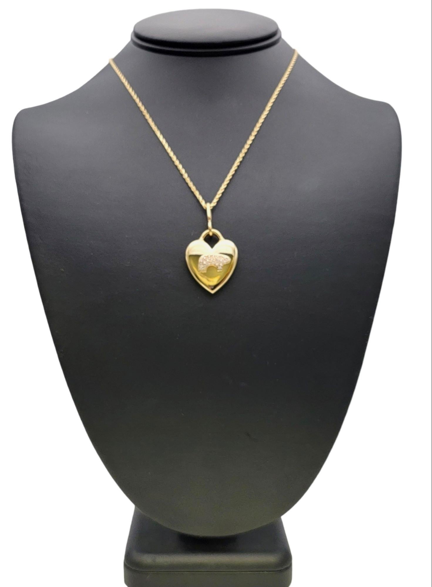 The Golden Bear Pave Diamond Heart Charm / Pendant Polished 14 Karat Yellow Gold 6