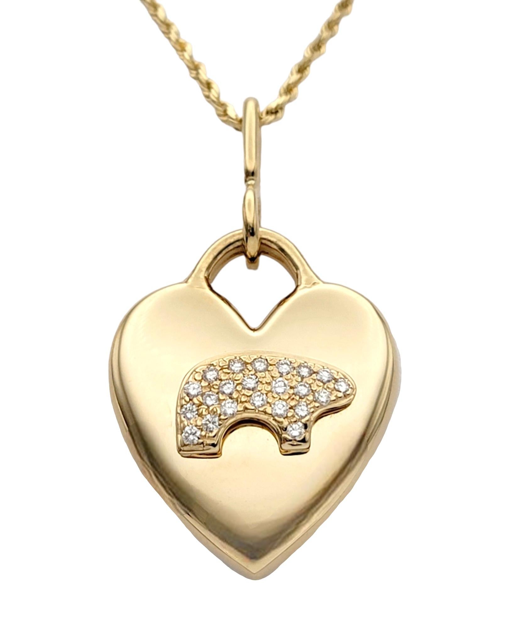 The Golden Bear Pave Diamond Heart Charm / Pendant Polished 14 Karat Yellow Gold 2