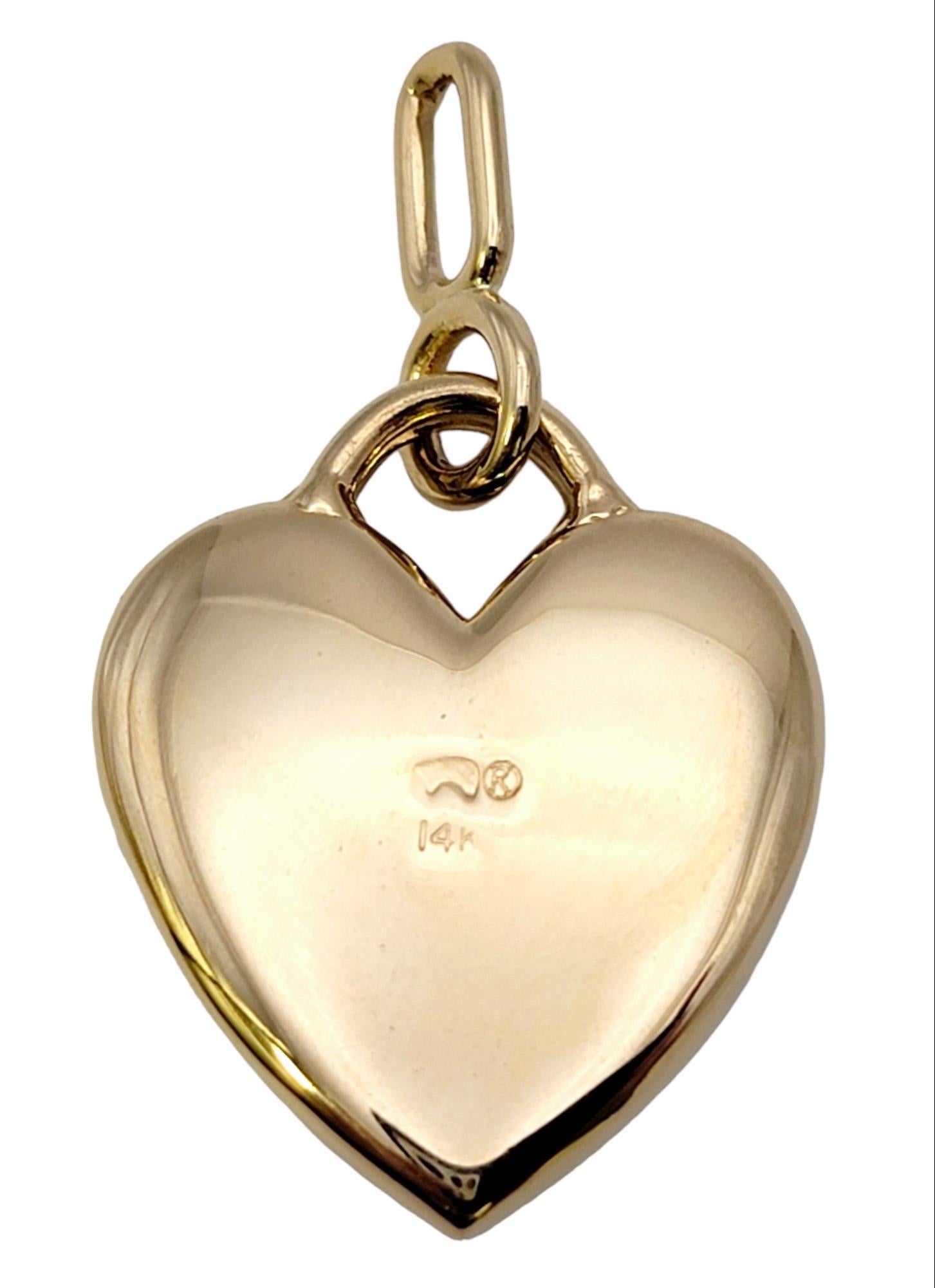 The Golden Bear Pave Diamond Heart Charm / Pendant Polished 14 Karat Yellow Gold 3