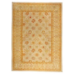 The Golden Bloom: A Vintage Pakistani Oushak Masterpiece of Palatial Radiance