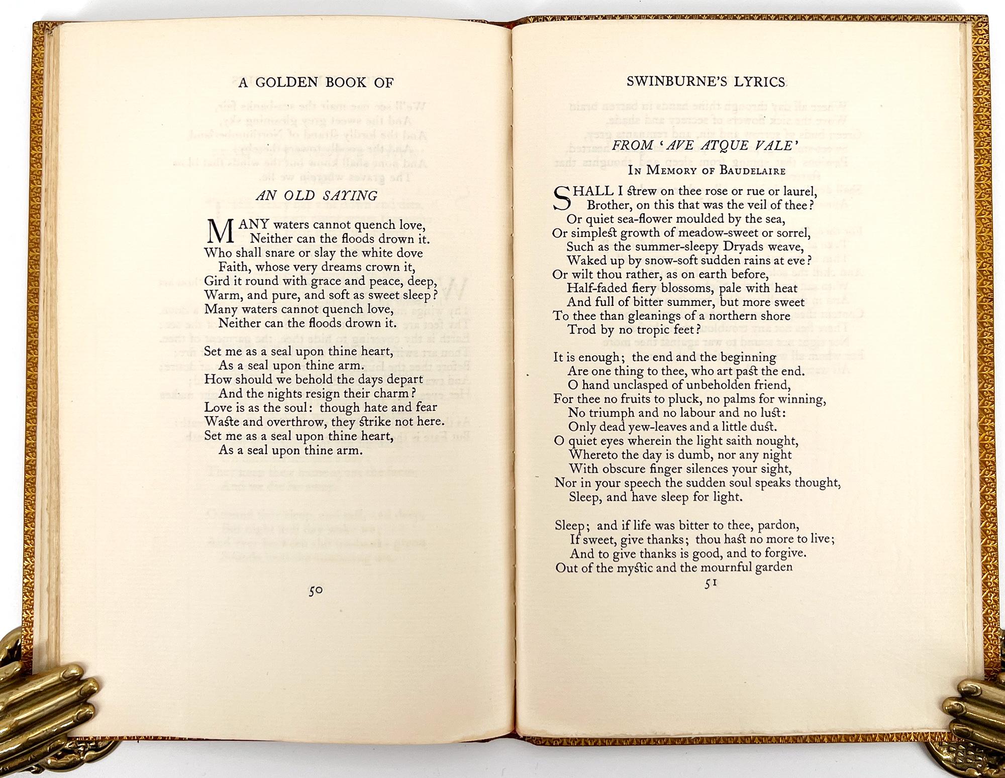 Cuir The Golden Book of Swinburne's Lyrics (Le livre d'or des paroles de Swinburne) en vente