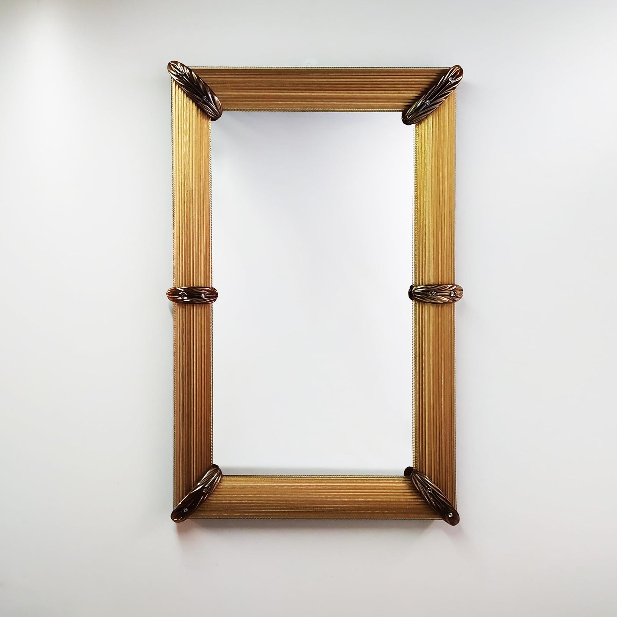 The Golden Hour, Contemporary Luxury Murano Glass Mirror by Fratelli Tosi Murano For Sale 7