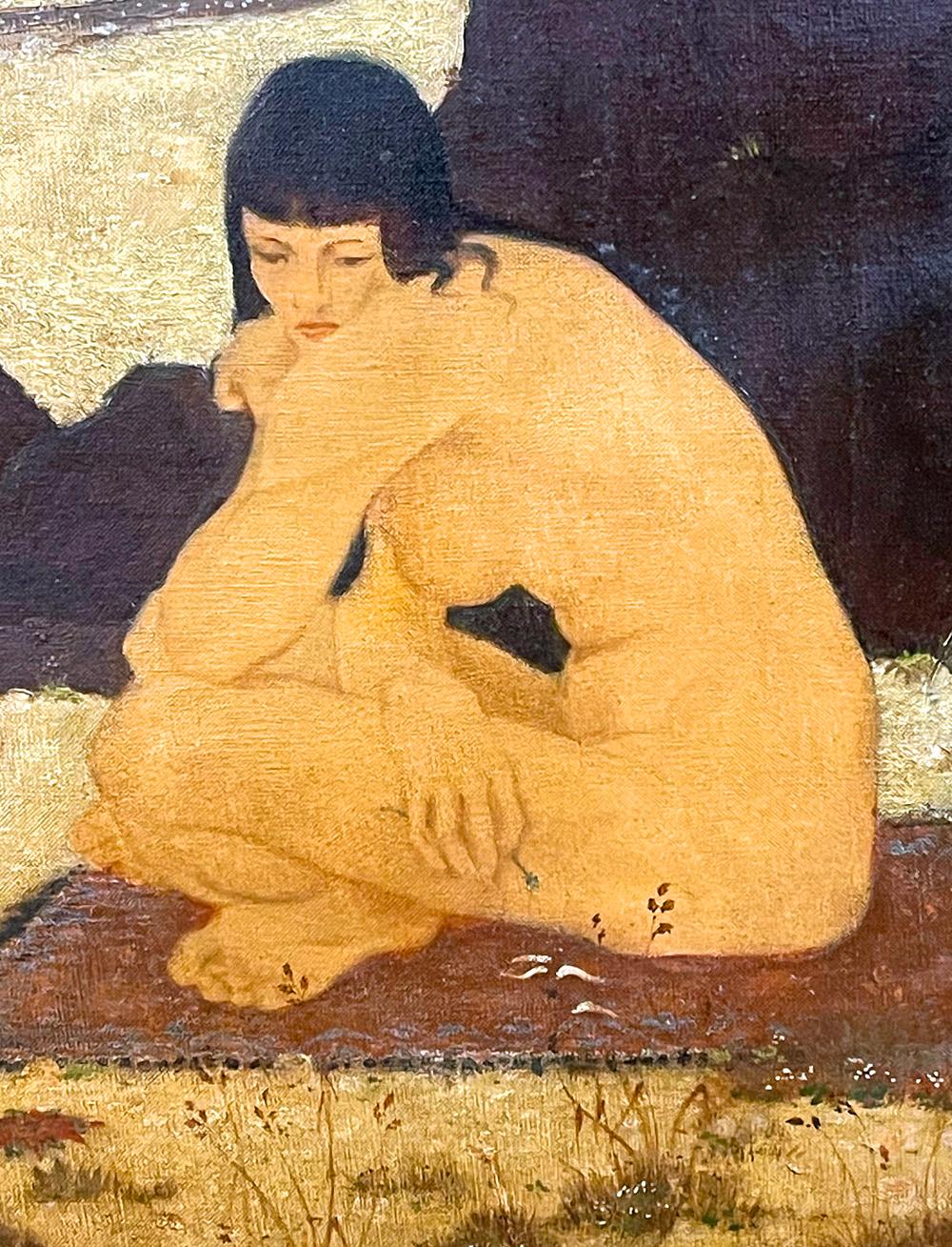 « The Golden Hour », peinture monumentale avec une scène utopique, plusieurs nus masculins Excellent état - En vente à Philadelphia, PA