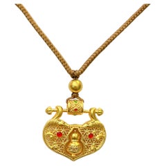 The Golden Lock Brings Blessings Necklace in 24 Karat Yellow Gold