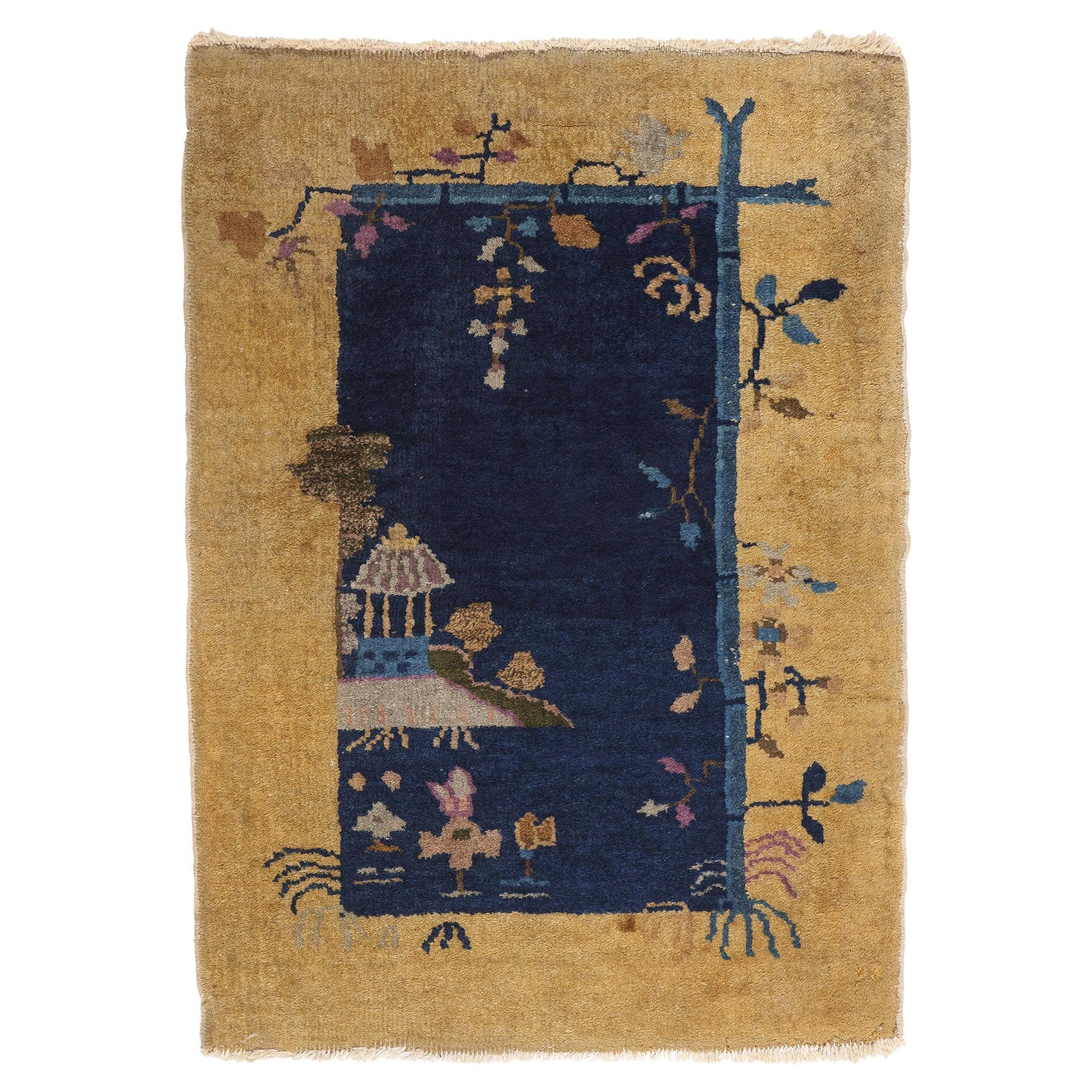 The Golden Nocturne: Antique Chinese Art Deco Masterpiece of Celestial Elegance For Sale