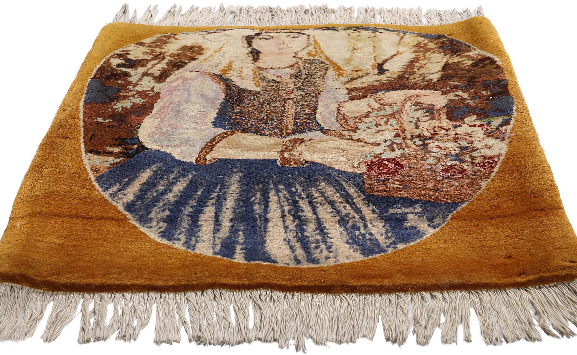 Persiano La Musa del Frutteto d'Oro: Capolavoro pittorico persiano di Tabriz dalla grazia senza tempo in vendita