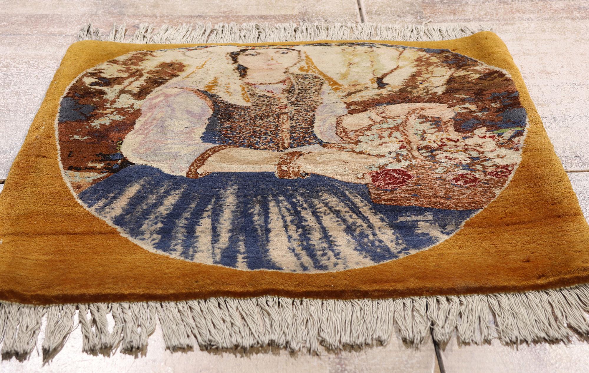 Annodato a mano La Musa del Frutteto d'Oro: Capolavoro pittorico persiano di Tabriz dalla grazia senza tempo in vendita