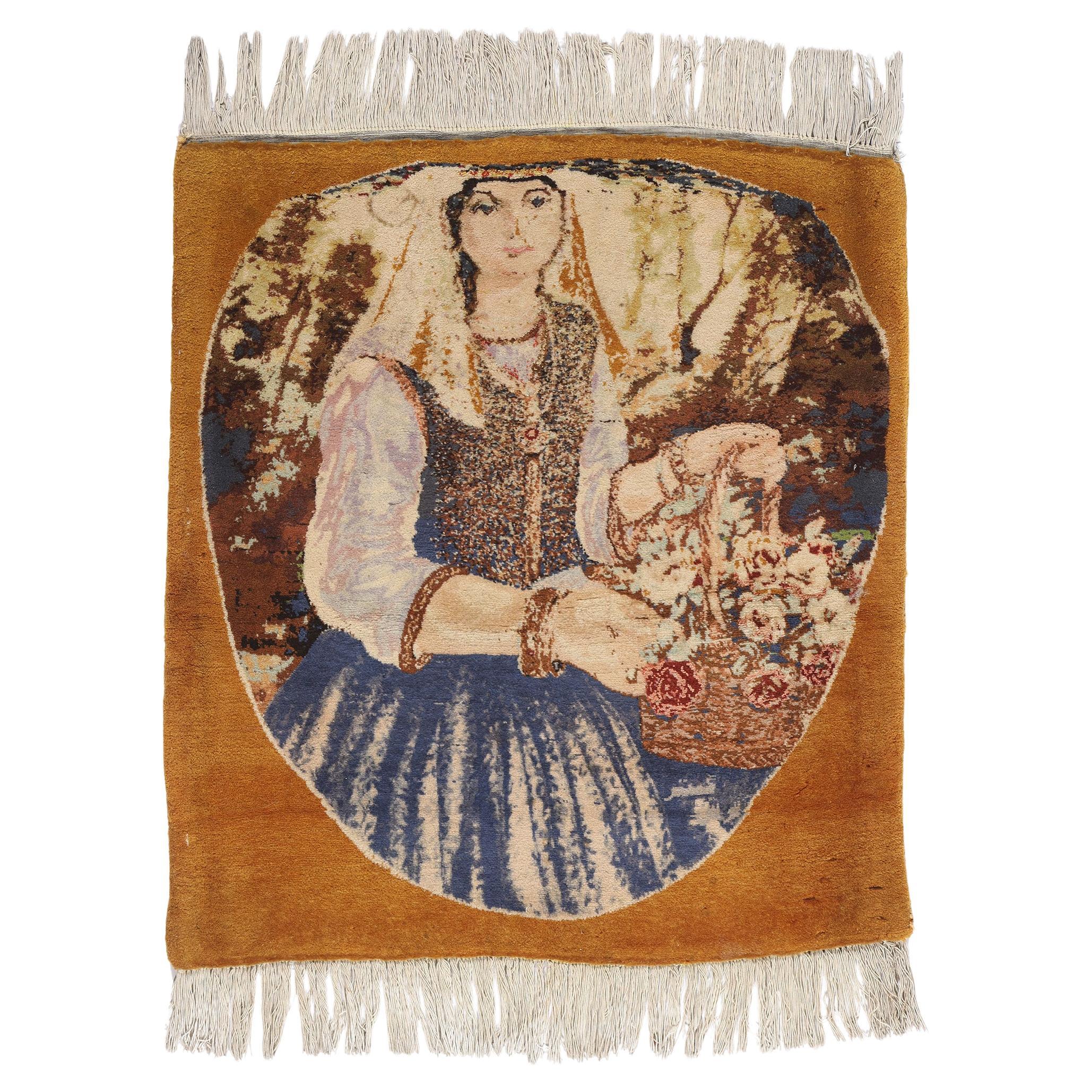 La Musa del Huerto Dorado: Obra Maestra Pictórica Persa de Tabriz de Gracia Intemporal