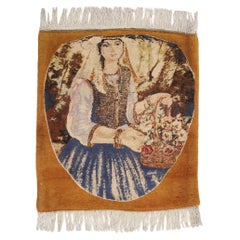 The Golden Orchard Muse: Persian Pictorial Tabriz Masterpiece of Timeless Grace