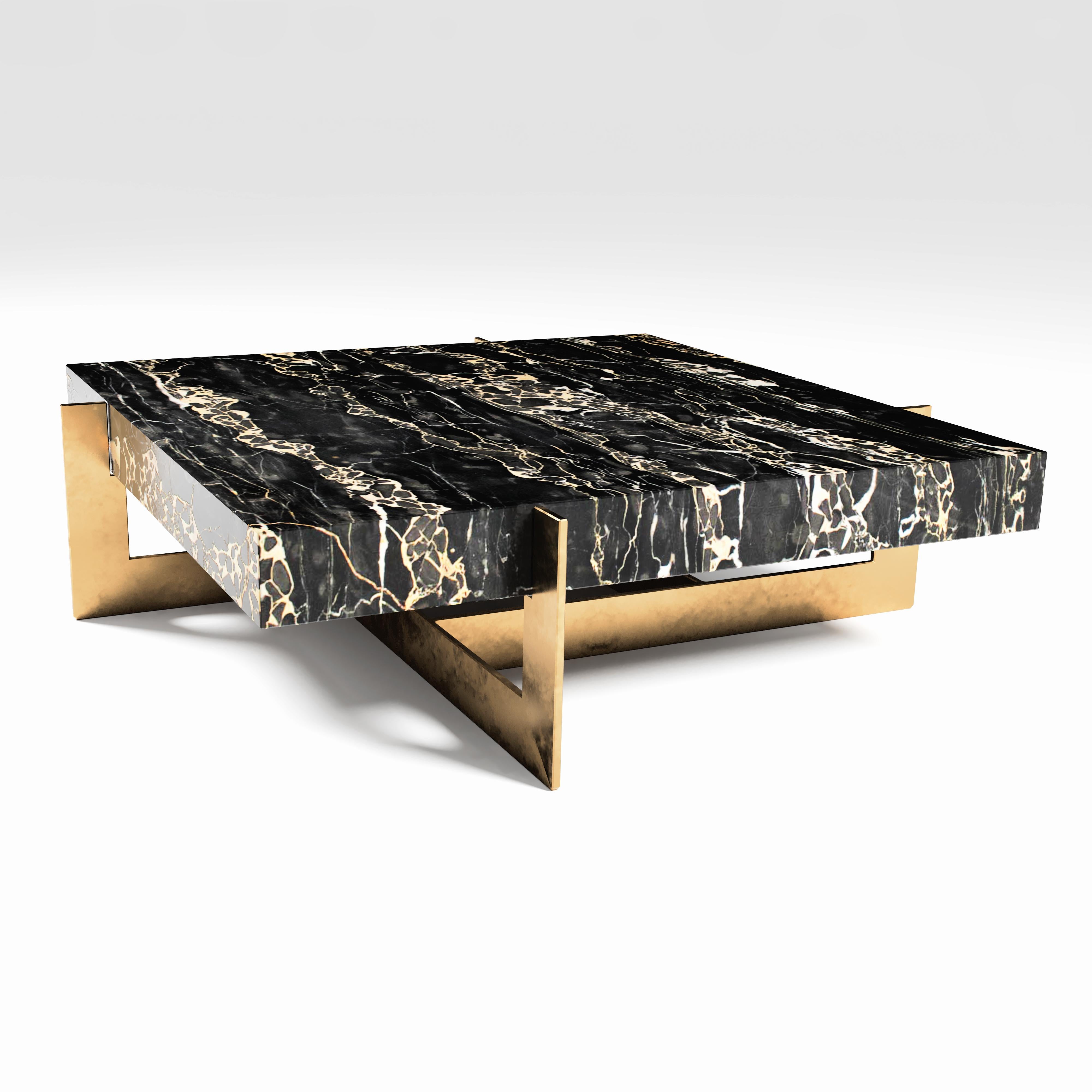 The Golden Rock II coffee table, limited edition by Grzegorz Majka
Edition 1 of 8
Dimensions: 39.37 x 39.37 x 11.81 in
Materials: Marble and Solid Brass

When one hears the term, “Golden Rock”, it’s hard not to envisage scenes of regal beauty.