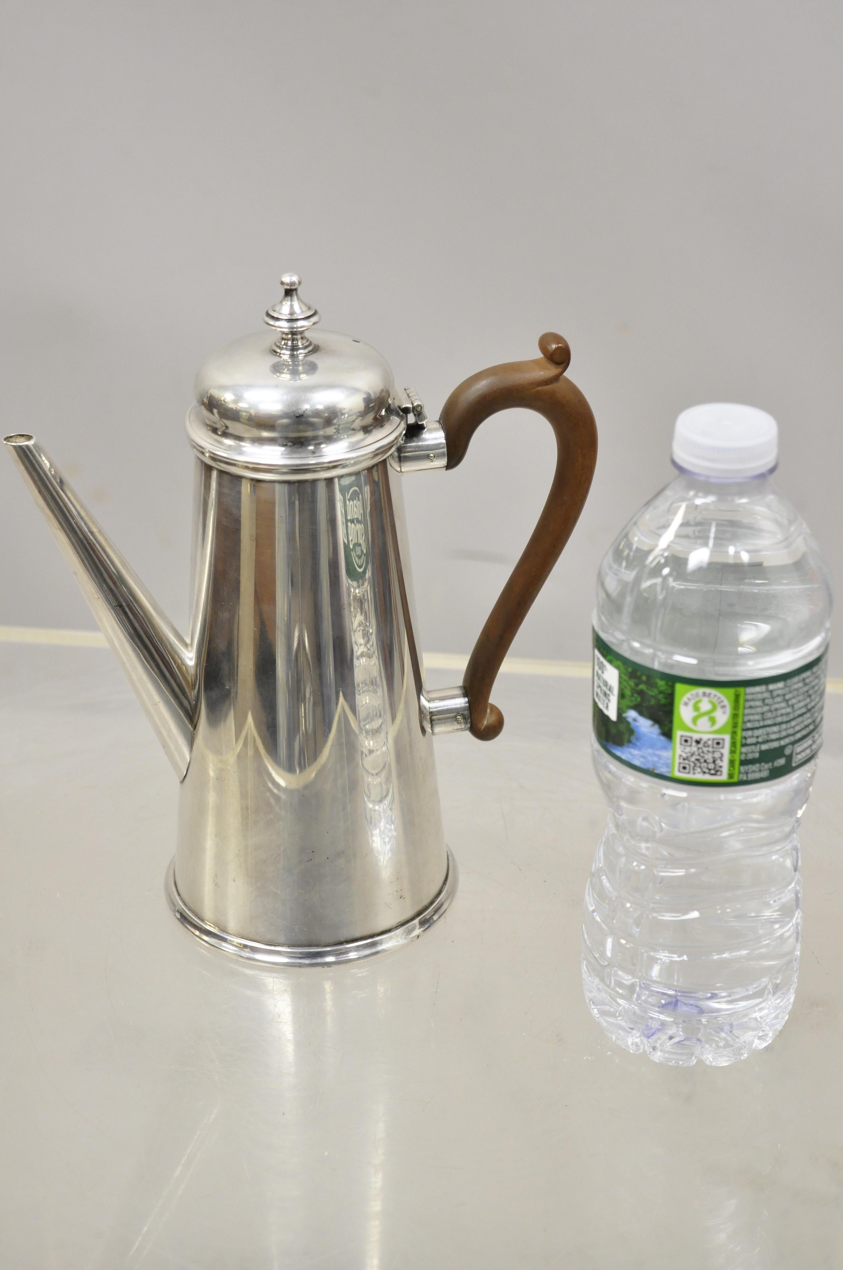 The Goldsmiths & Silversmiths Co Silver Plate Wood Handle Modern Coffee Tea Pot 4