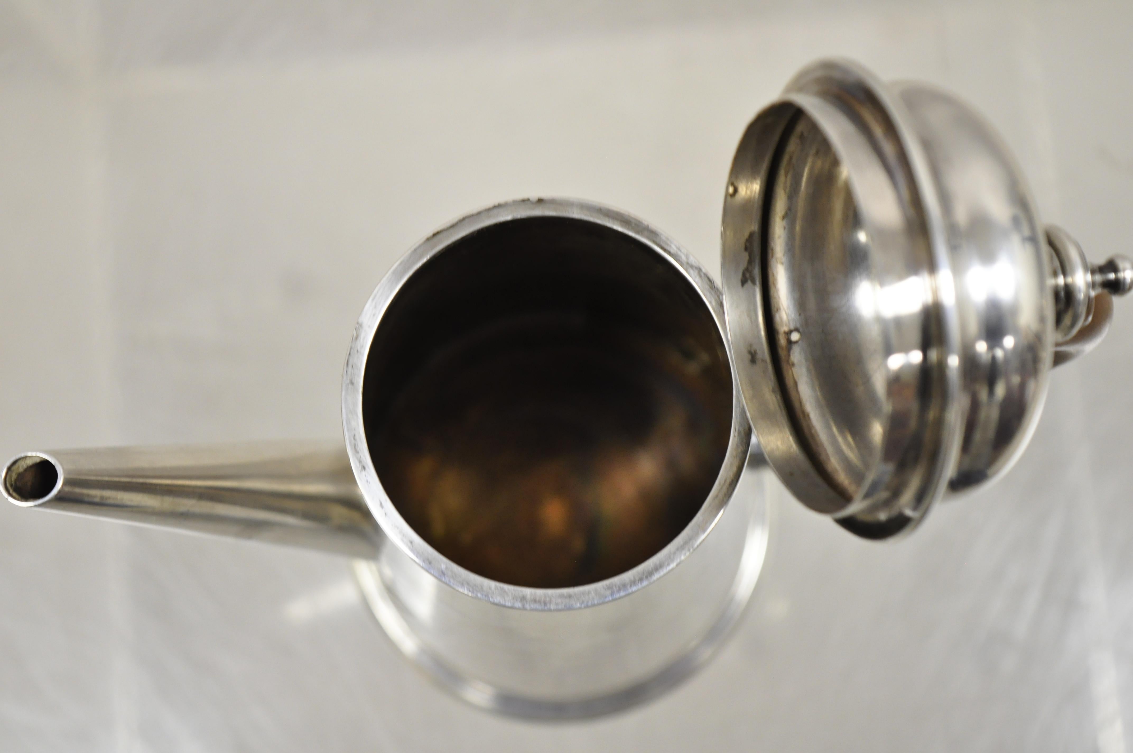 The Goldsmiths & Silversmiths Co Silver Plate Wood Handle Modern Coffee Tea Pot 2