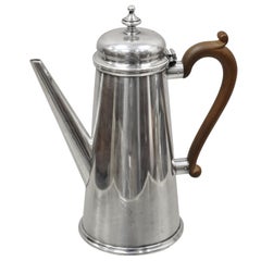 The Goldsmiths & Silversmiths Co Silver Plate Wood Handle Modern Coffee Tea Pot