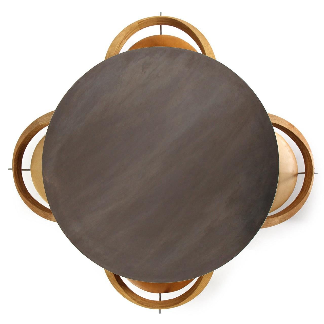Américain The 'Gong' Table en acier noirci, fabriquée sur commande en vente