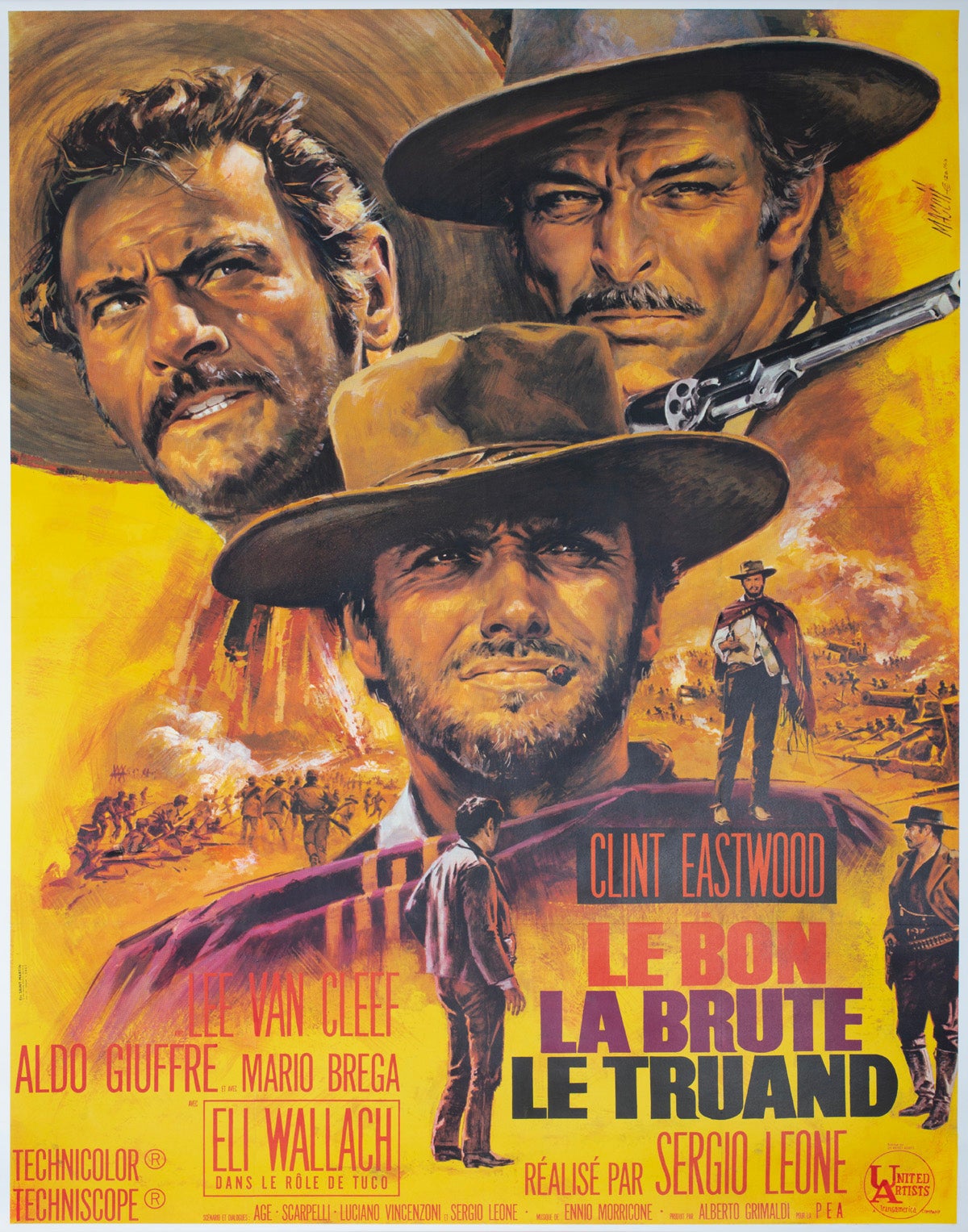 The Good The Bad The Ugly 1968 French Grande Film Poster, Jean Mascii