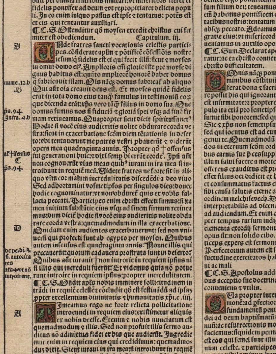Renaissance The Gospel Is True!, Philemon Hebrews 1, 1522 Latin Bible Leaf Medieval For Sale