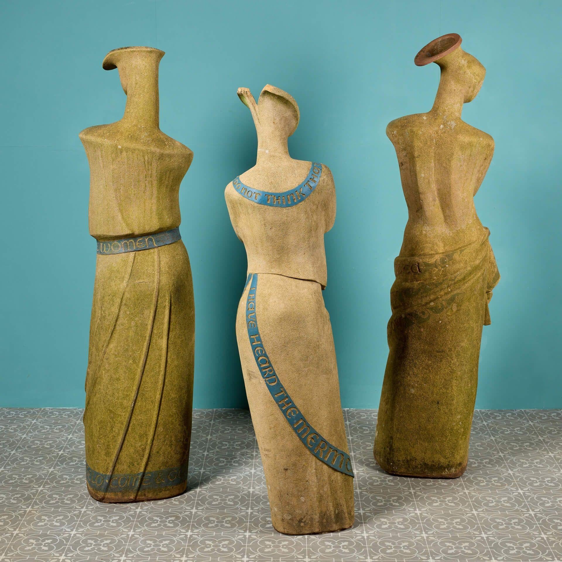 Mid-Century Modern ‘The Gossips’ Set of 3 Life-size Figurative Statues For Sale