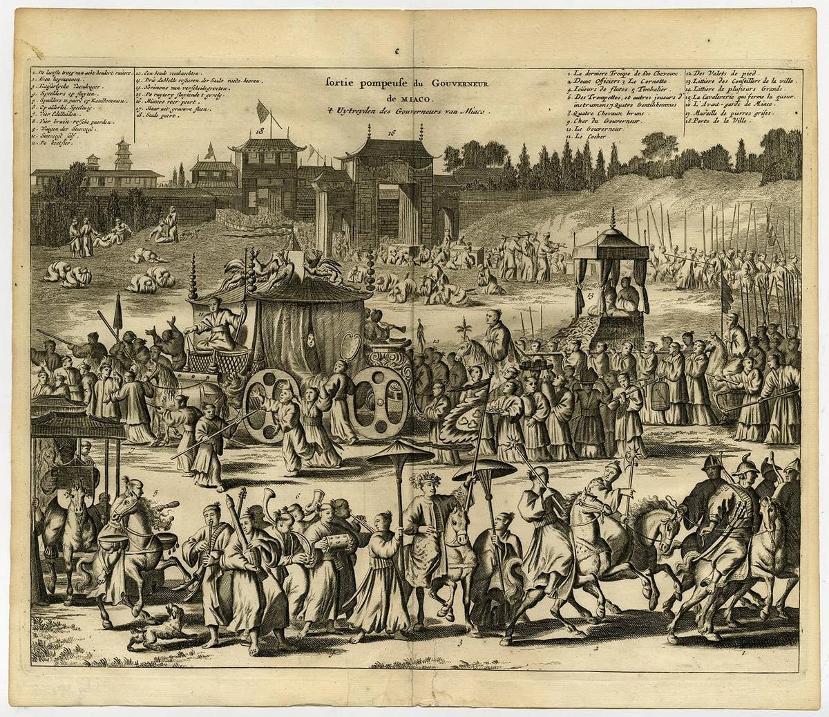 Governor of Miaco (Kyoto, Japan), Leaving the City in a Carriage, 1669