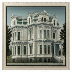 Vintage The Governor's Mansion in California Sacramento Acrylic on Canvas Painting, Doug
