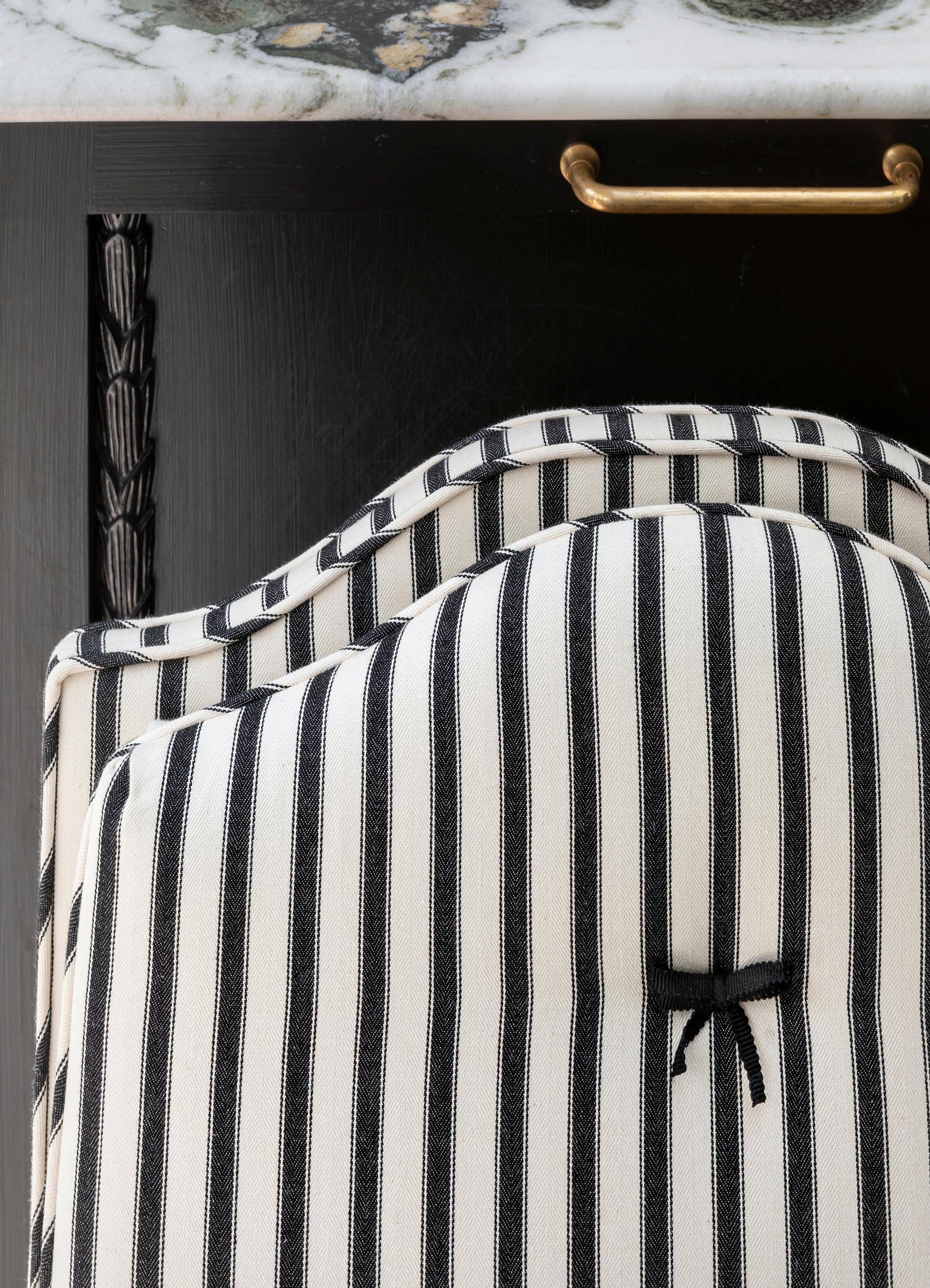 The Gracie Chair, traditionally hand upholstered in Ticking Stripe In New Condition For Sale In London, GB