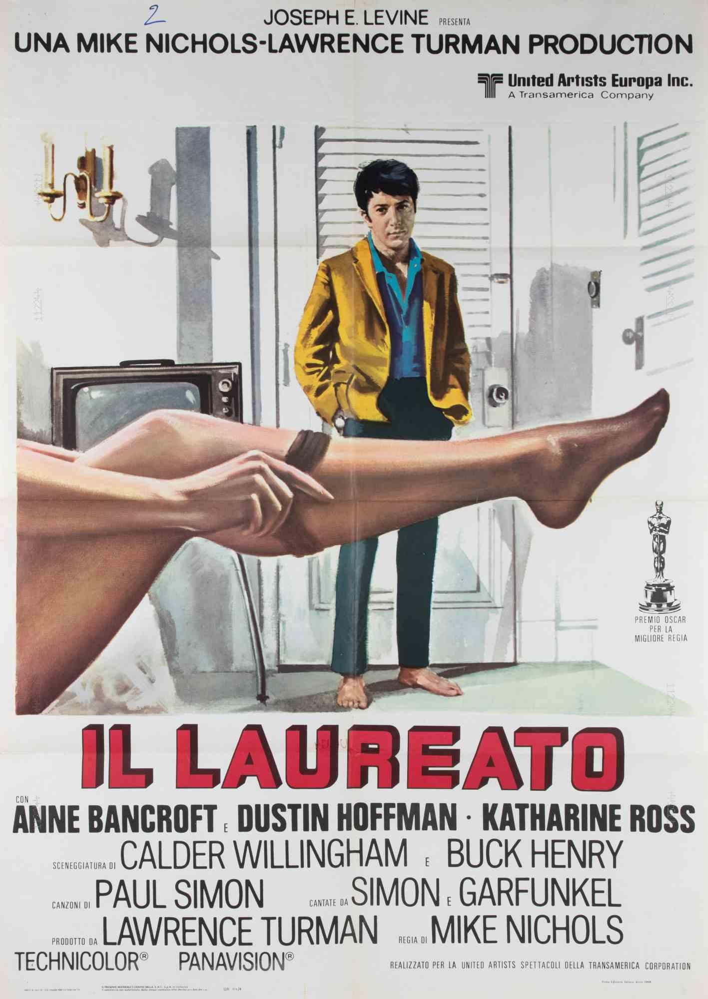 Poster d'epoca

Italiano 2-Foglio (100 × 140 cm), United Artistics Europe.
Diretto da Mike Nichols, con Dustin Hoffman, Anne Bancroft, Katharine Ross. Variante dell'opera d'arte classica italiana che mostra Hoffman incorniciato contro l'iconica