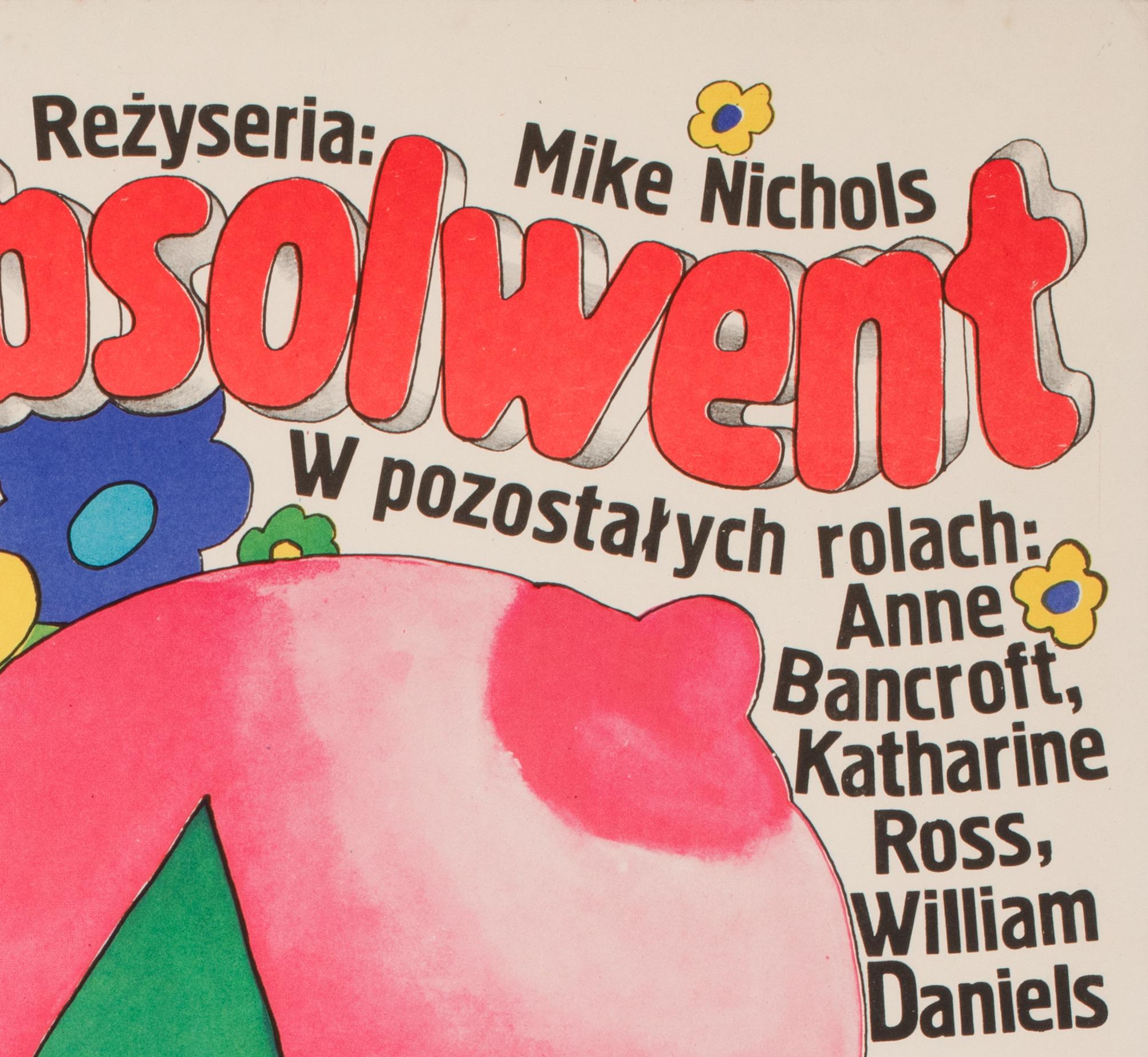 Affiche polonaise du film Le Diplômé, MACIEJ ZBIKOWSK, 1967 Excellent état - En vente à Bath, Somerset