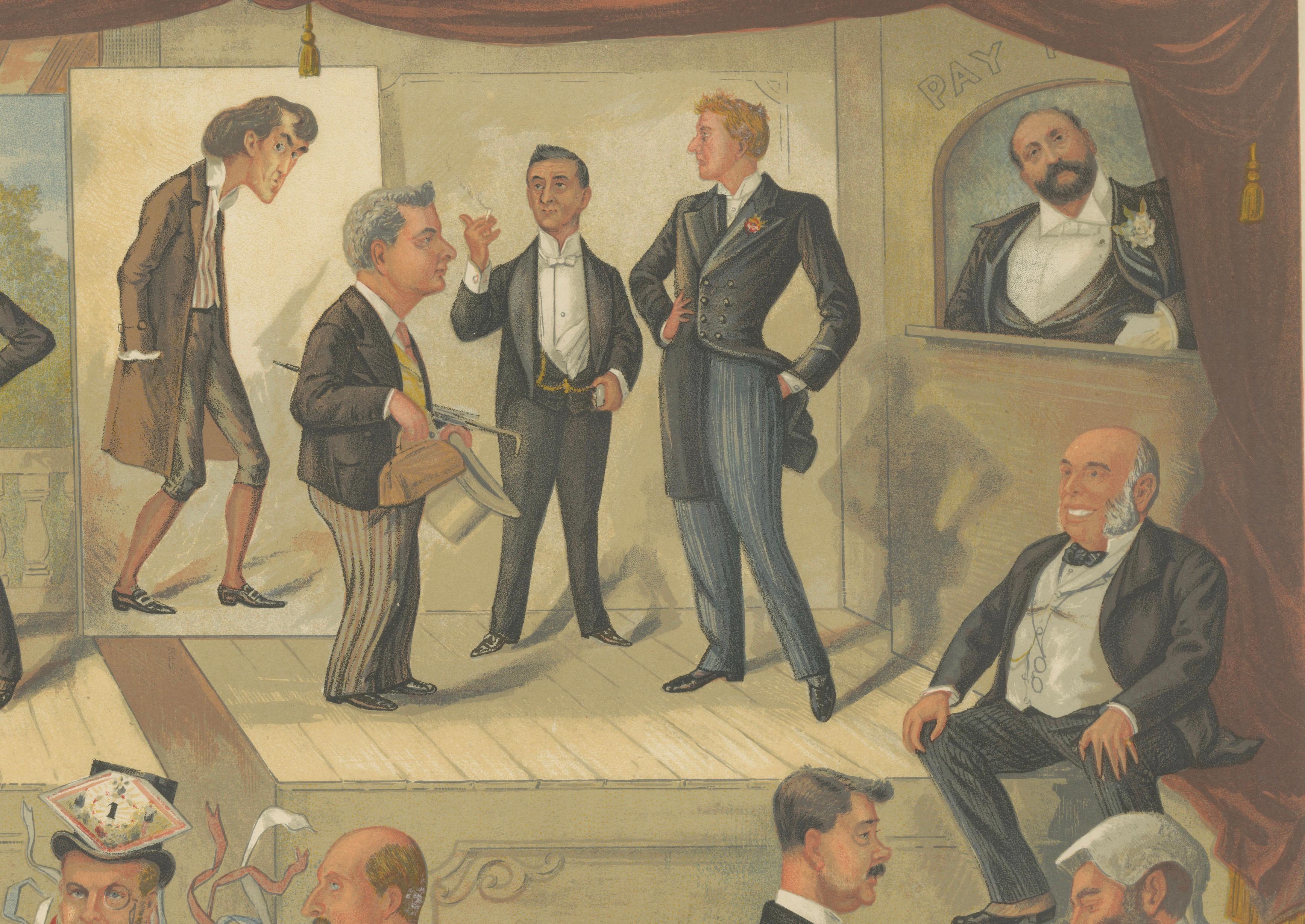 The Grand Vanity Fair Gathering — Rare 1890 Double Supplement Caricature Collage