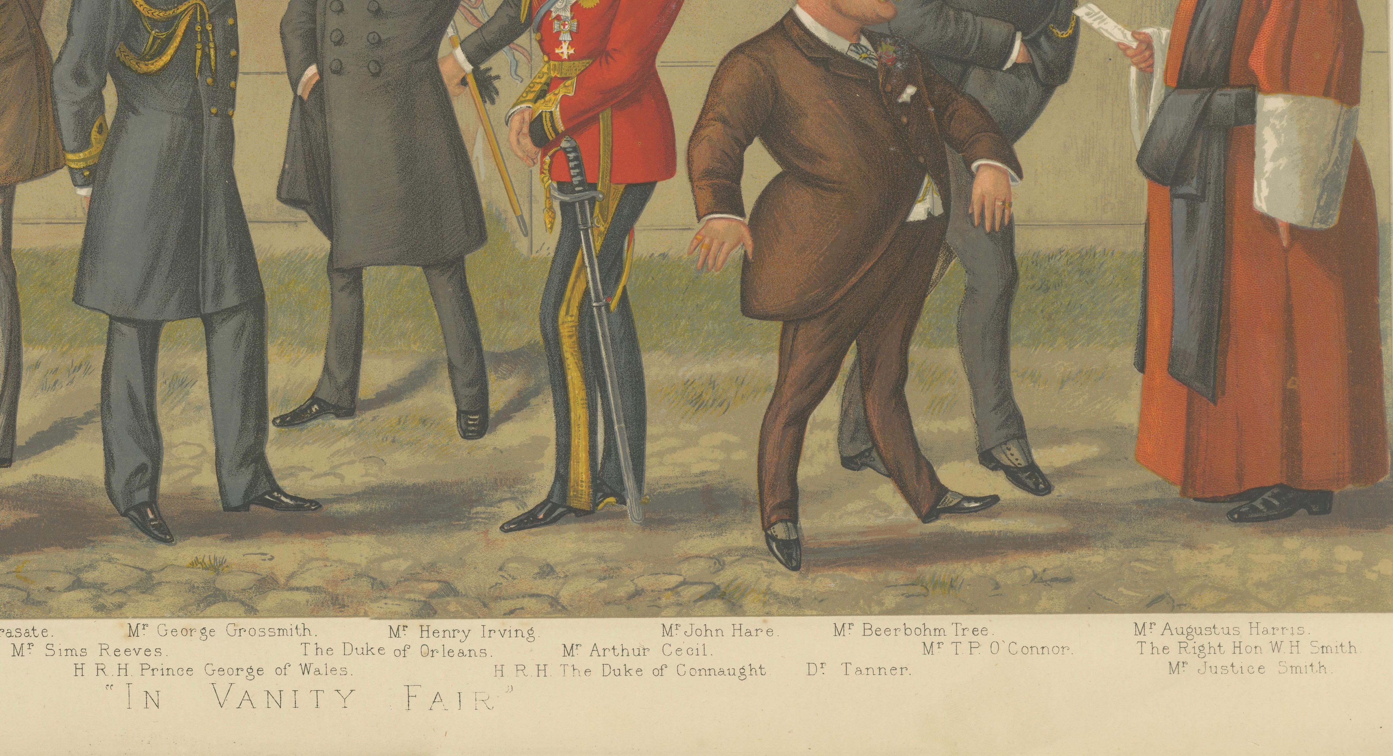 The Grand Vanity Fair Gathering — Rare 1890 Double Supplement Caricature Collage