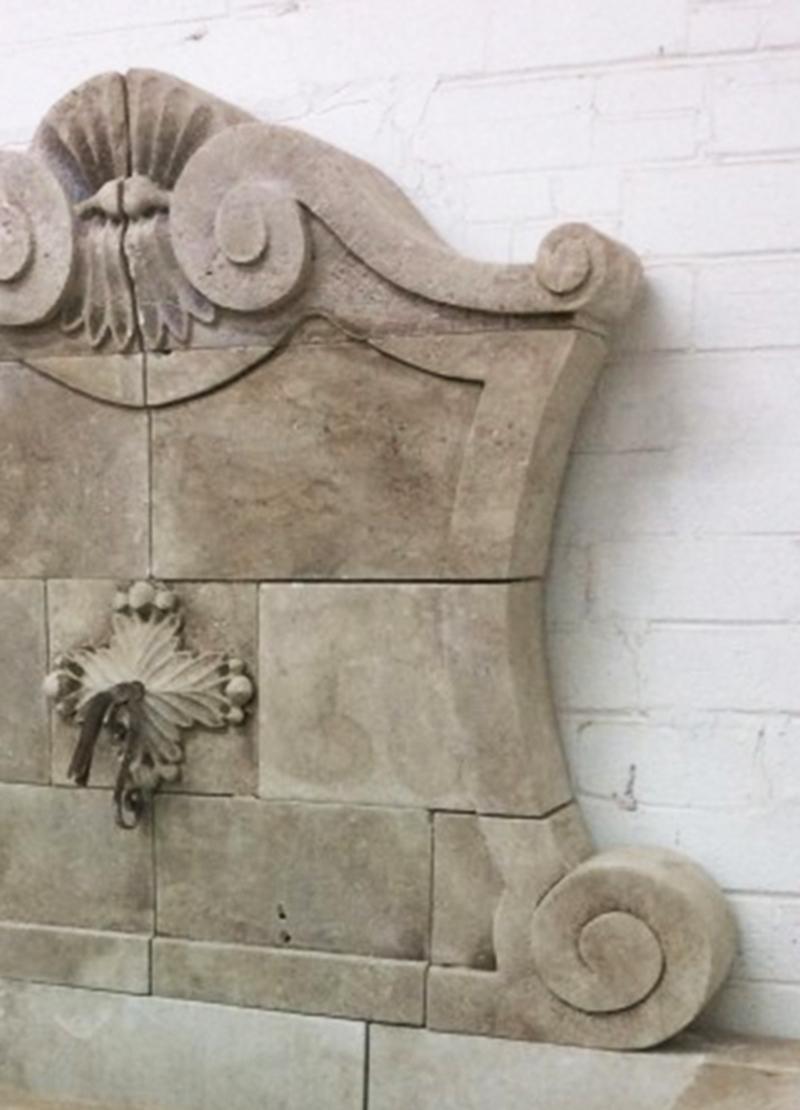 French Grande Murale Hand Carved Wall Fountain