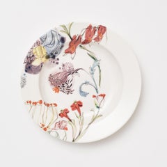Grandma's Garden, Contemporary Porcelain Pasta Plates Set with Floral Design