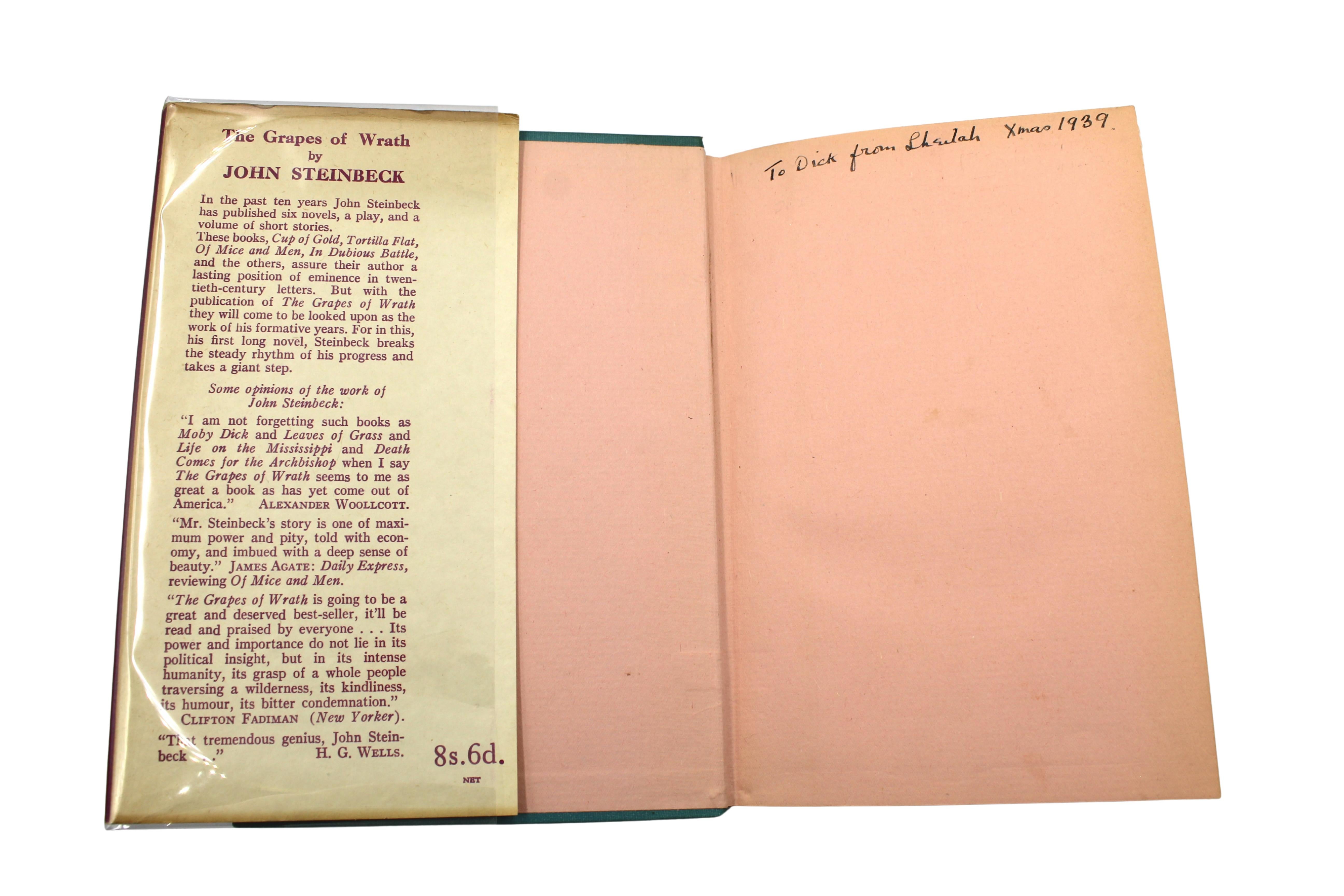 Milieu du XXe siècle The Grapes of Wrath by John Steinbeck, First UK Edition, 1939 en vente
