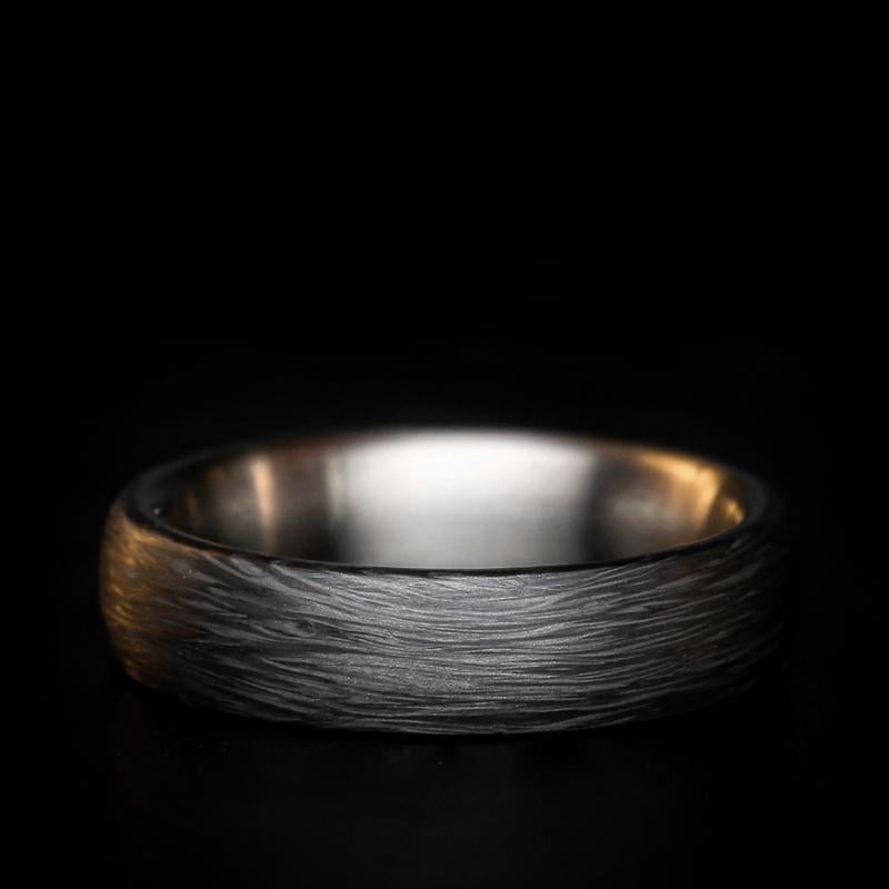 For Sale:  Grayson : Domed Carbon Fiber with Titanium Interior Wedding Band 2