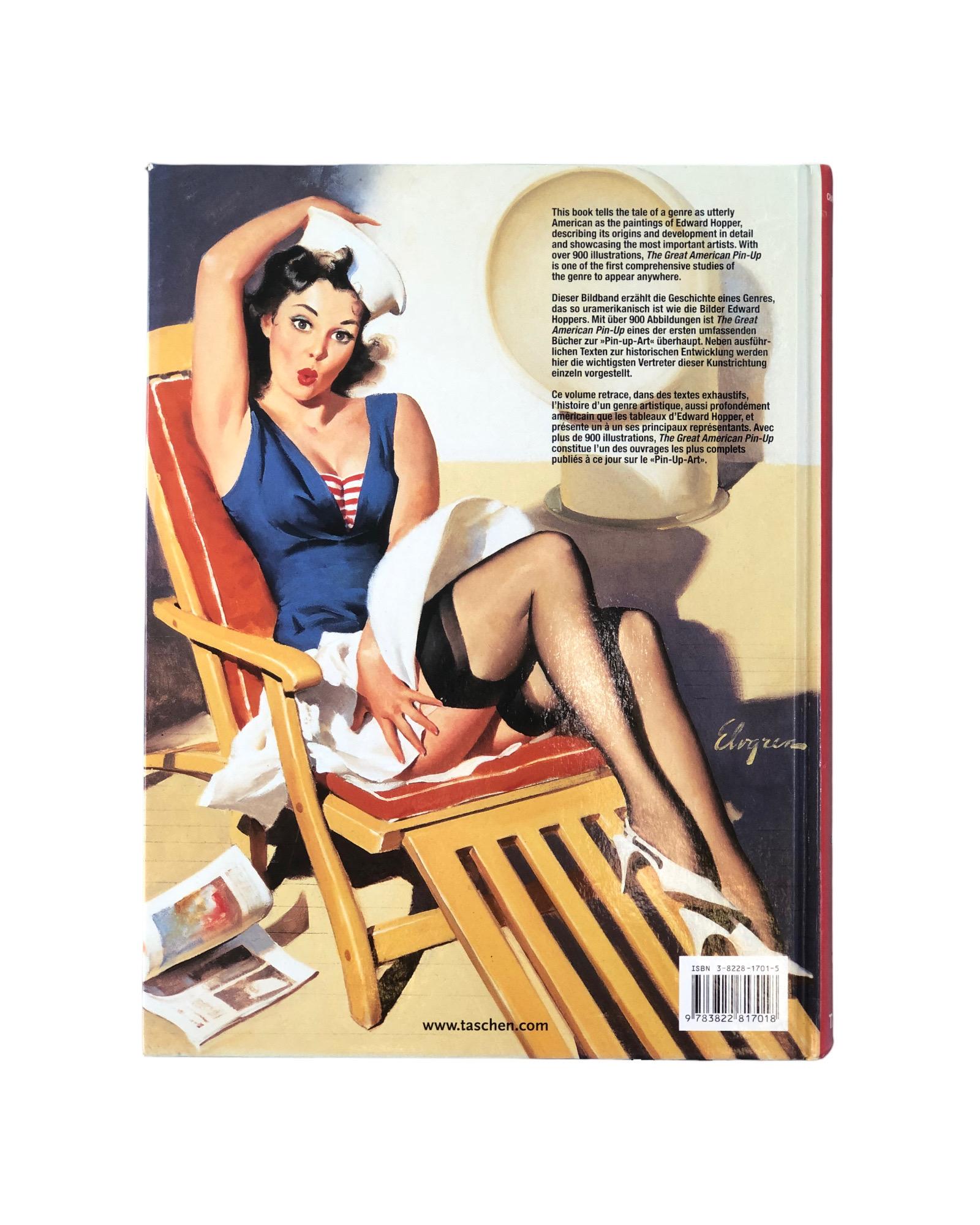 The Great American Pin-Up by Charles G. Martignette and Louis K. Meisel. Hardcover book, published in 2002 by Taschen. Printed in Italy, illustrated, 447 pages. Printed in English, German and French.