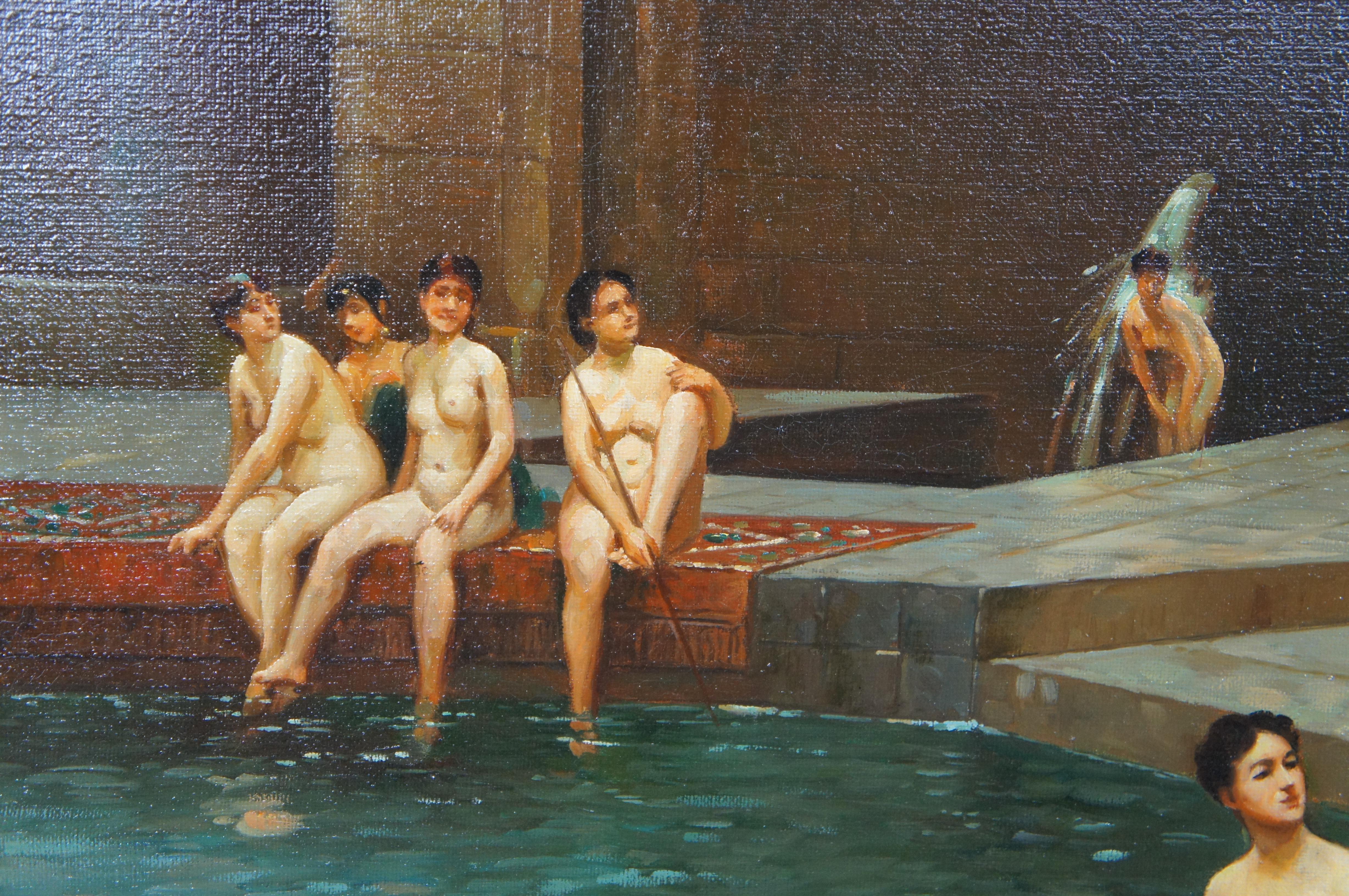 Canvas The Great Bath at Bursa After Jean Leon Gerome Nude Bush Pool Oil Painting 46