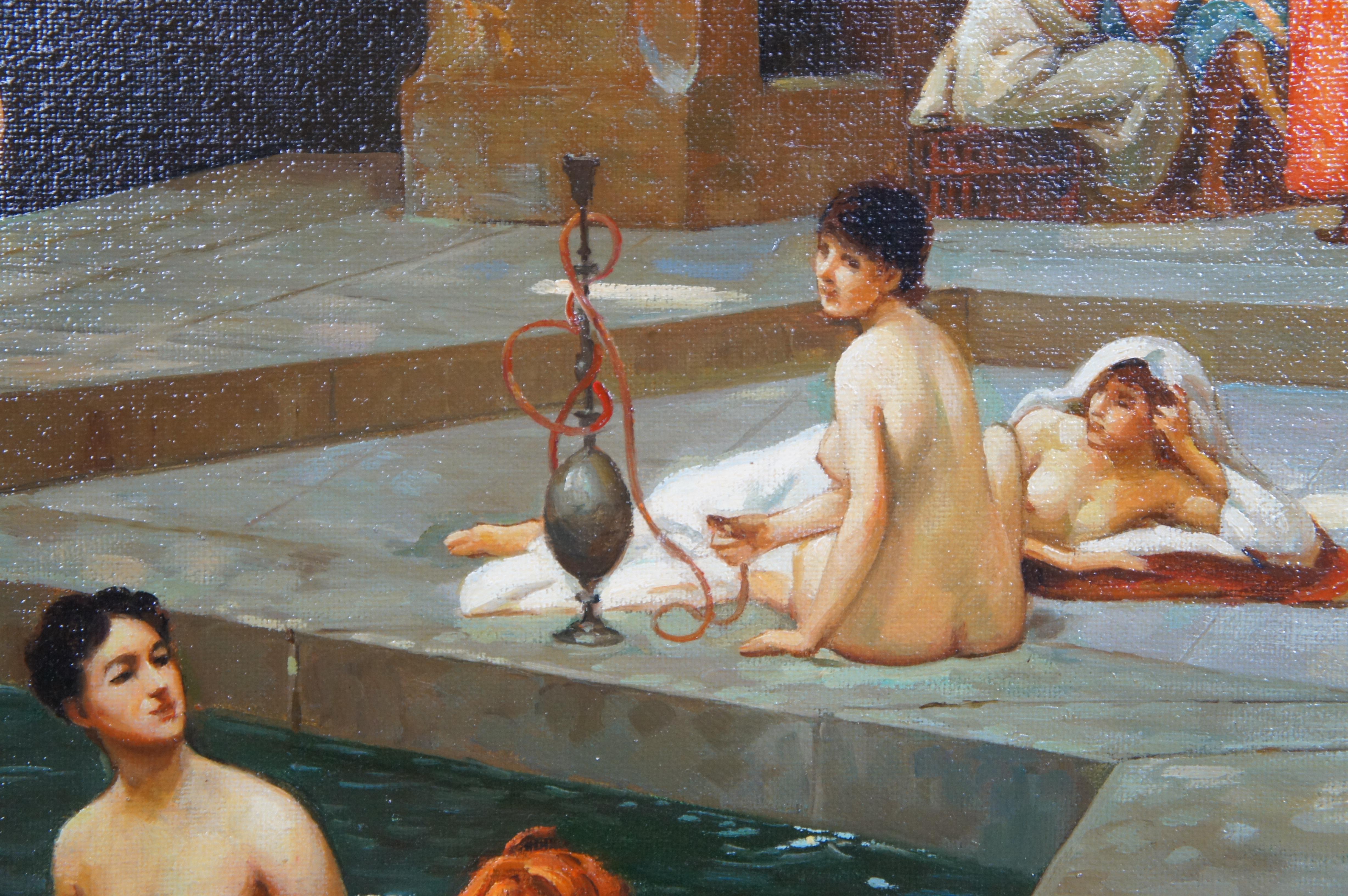 The Great Bath at Bursa After Jean Leon Gerome Nude Bush Pool Oil Painting 46