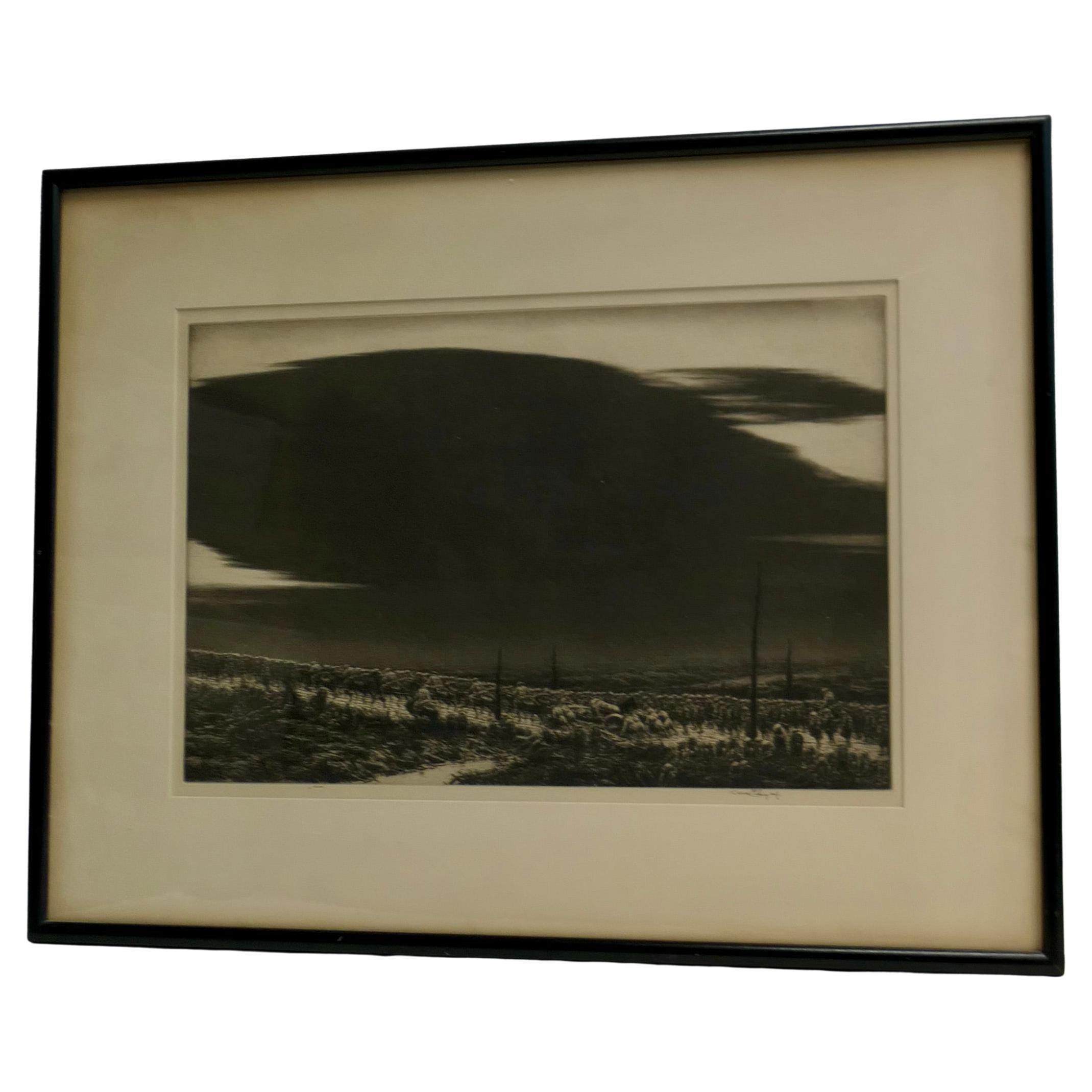 Original-Radierung „Die große schwarze Wolke“ von Kerr Eby im Angebot