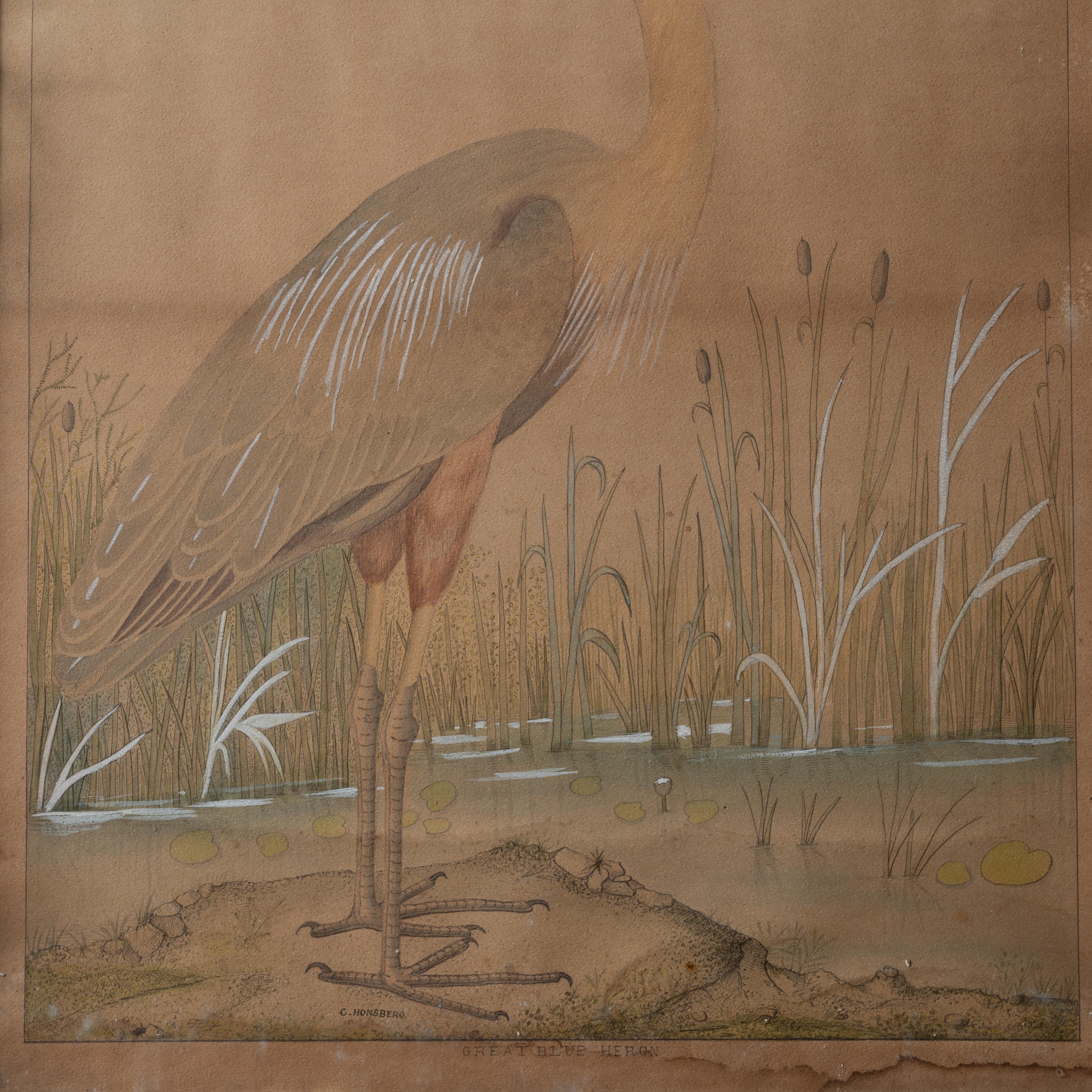 The Great Blue Heron Japonisme Painting, c.1890 1
