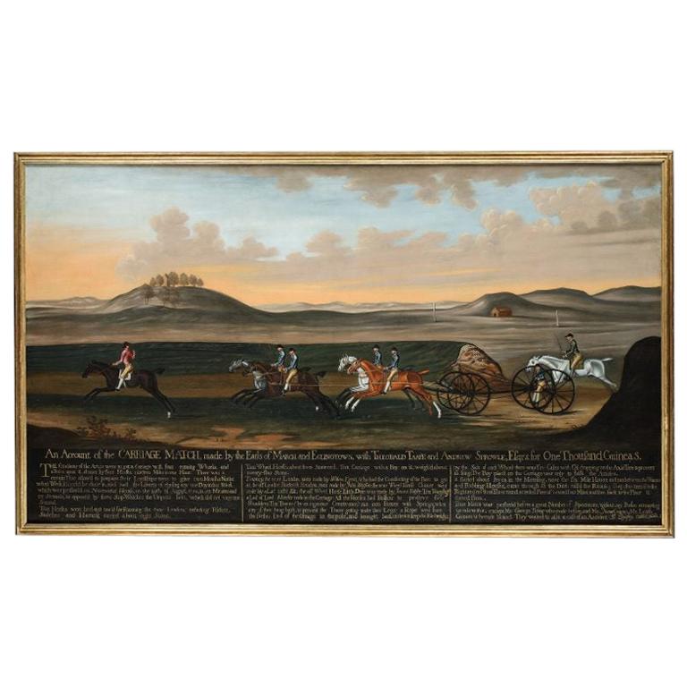‘The Great Carriage Match on Newmarket Heath’ by Daniel Quigley, Oil on Canvas
