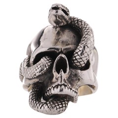 Used The Great Frog men's sterling silver Nāgá skull ring