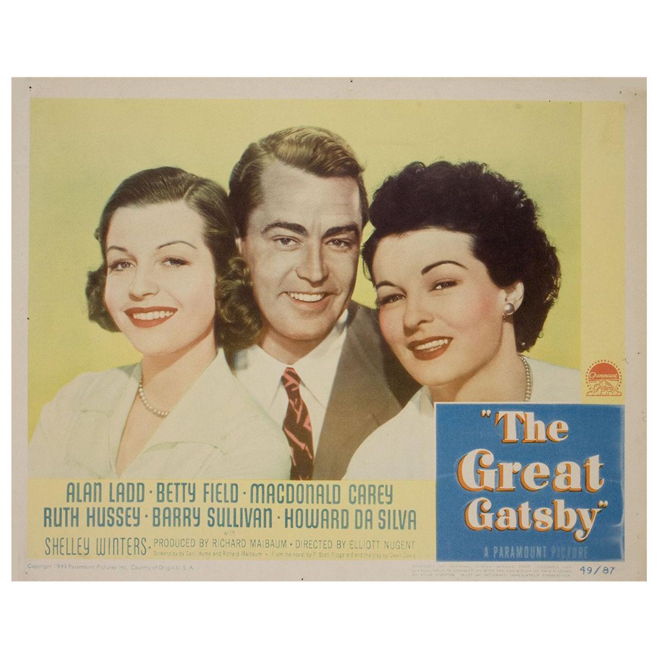 carte de scène américaine de 1949 "The Great Gatsby" (Le grand Gatsby)