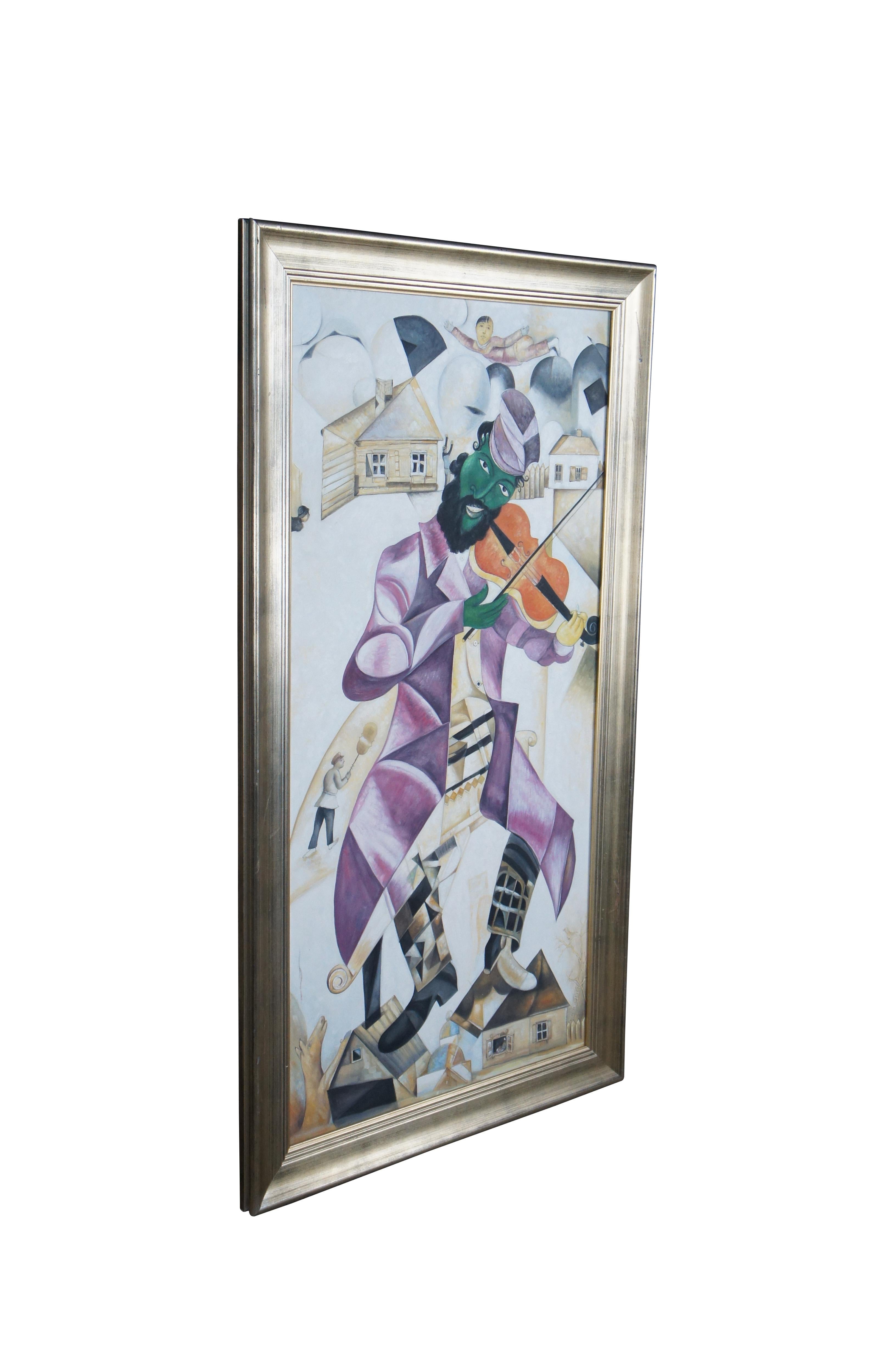 Una squisita riproduzione dell'opera di Marc Chagall, Greene & Greene Violinist. Apt intitolato 