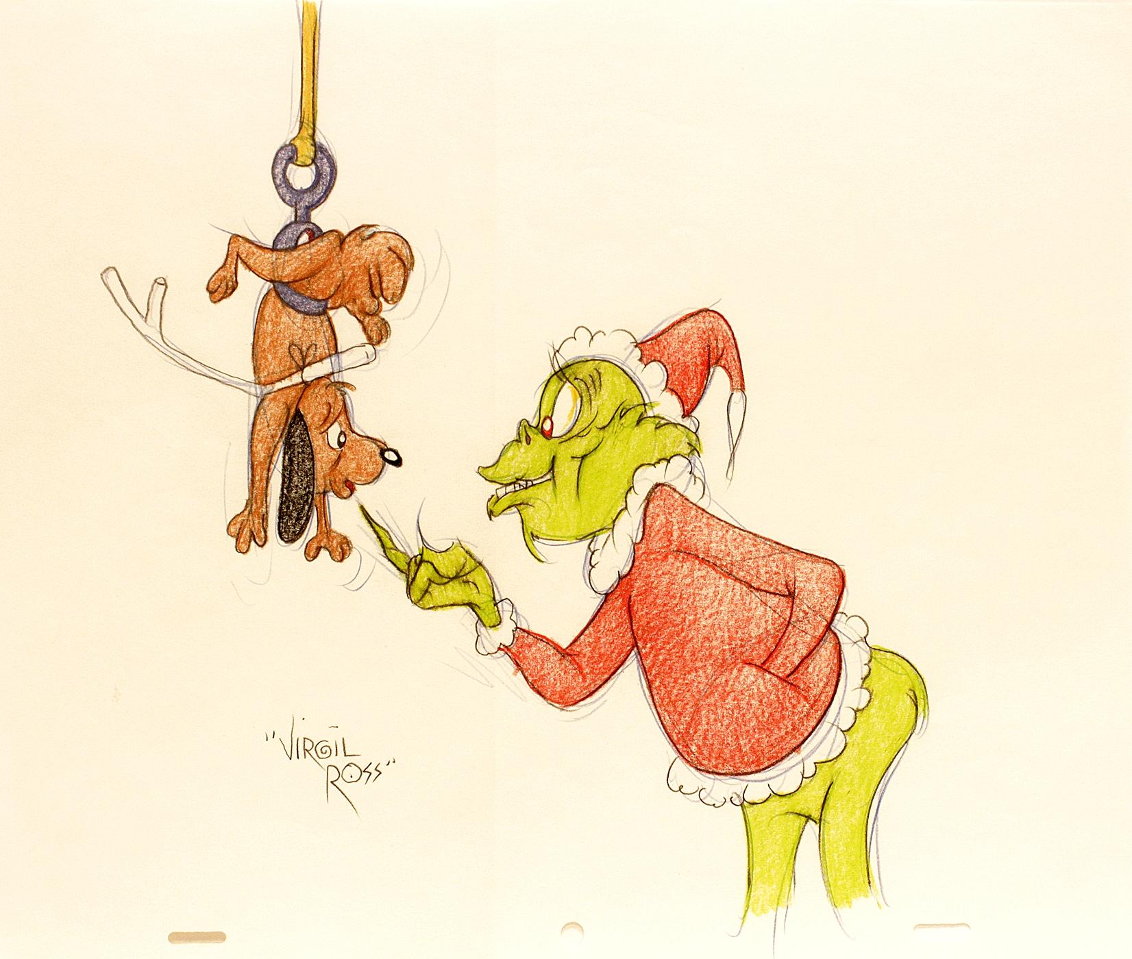 ARTIST: GEISEL, Theodore: (Dr. Seuss) ( Virgil Ross )

TITLE: The Grinch and Max. (Original drawing)

PUBLISHER: Warner Brothers Studios, (c.1990's)

DESCRIPTION: ORIGINAL DRAWING OF THE GRINCH AND MAX. image 10-3/8
