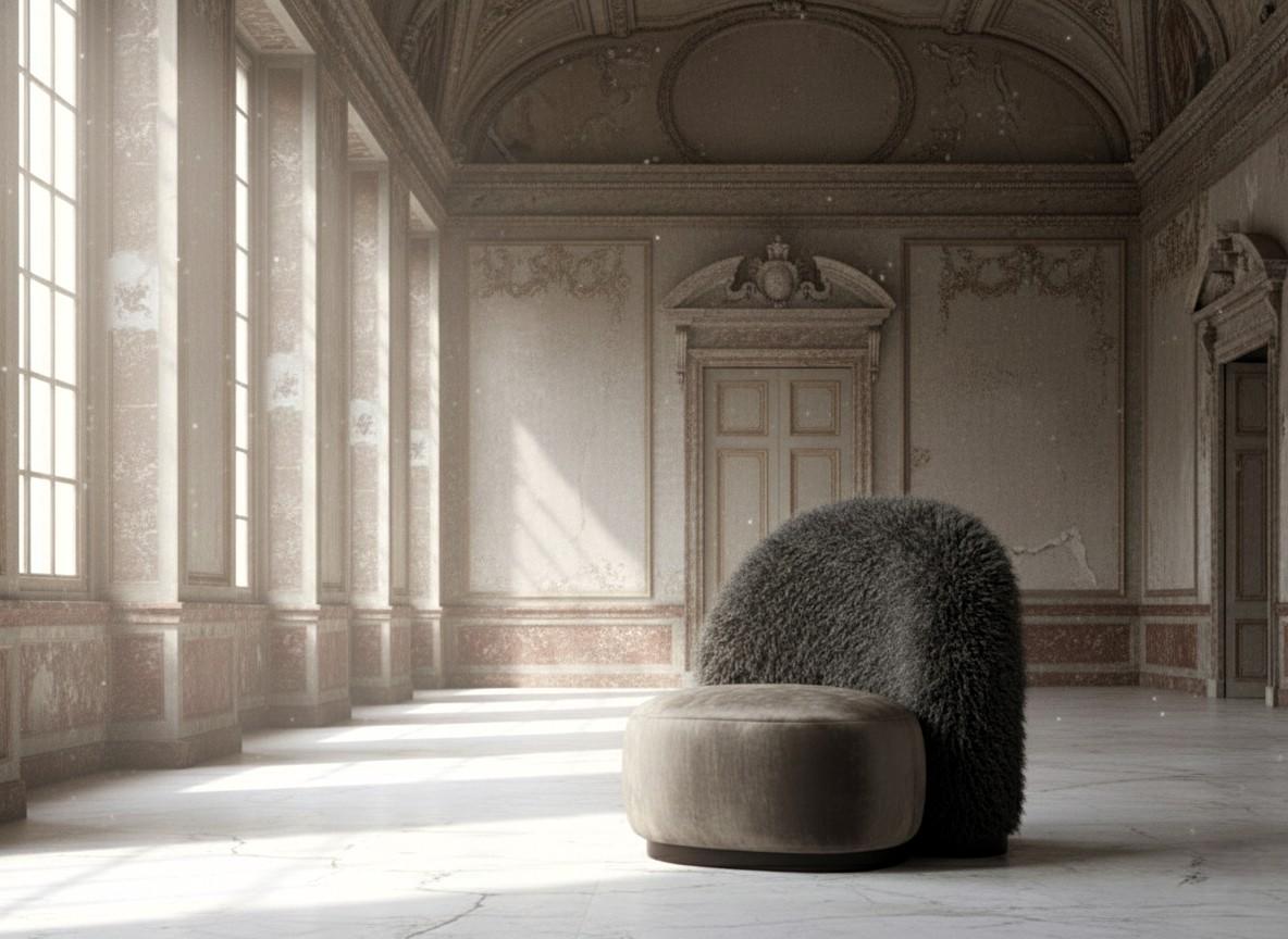 Fauteuil The Guard en fausse fourrure de Mongolie anthracite par Mondo Design Studio en vente 2