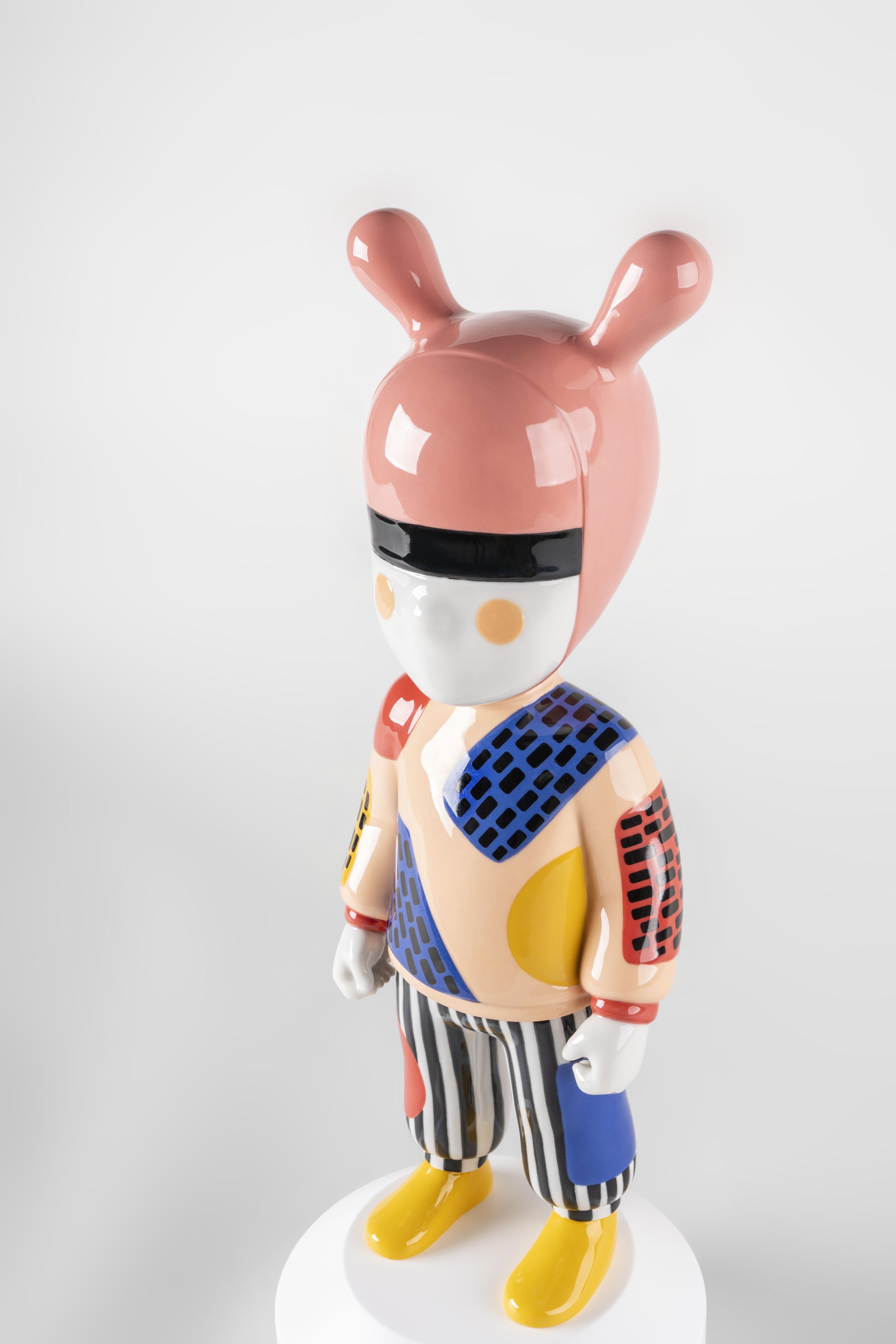 Porcelain sculpture created by the French artist Camille Walala for The Guest collection. This large version of The Guest is signed by Camille Walala, a London-based multidisciplinary French designer. Walala is known for her vibrant distinctive work