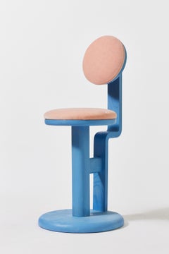 Der Gumdrop-Stuhl, handgefertigt aus massiver Esche (hellblau), Dedar-Mohair-Samt, USA